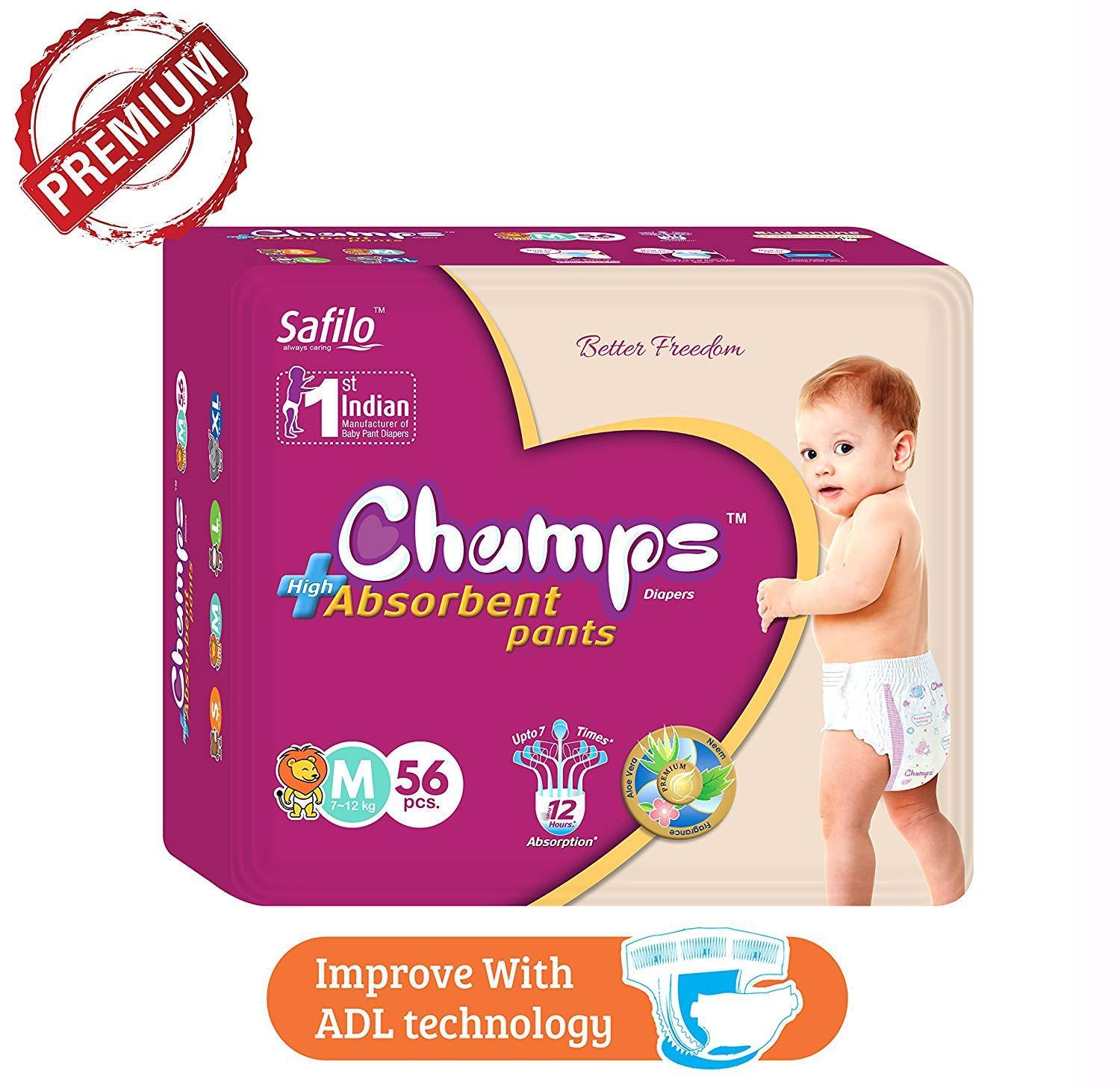 Premium Champs High Absorbent Pant Style Diaper Small, Medium and Large Size Diaper - Bhavnagar Deodap