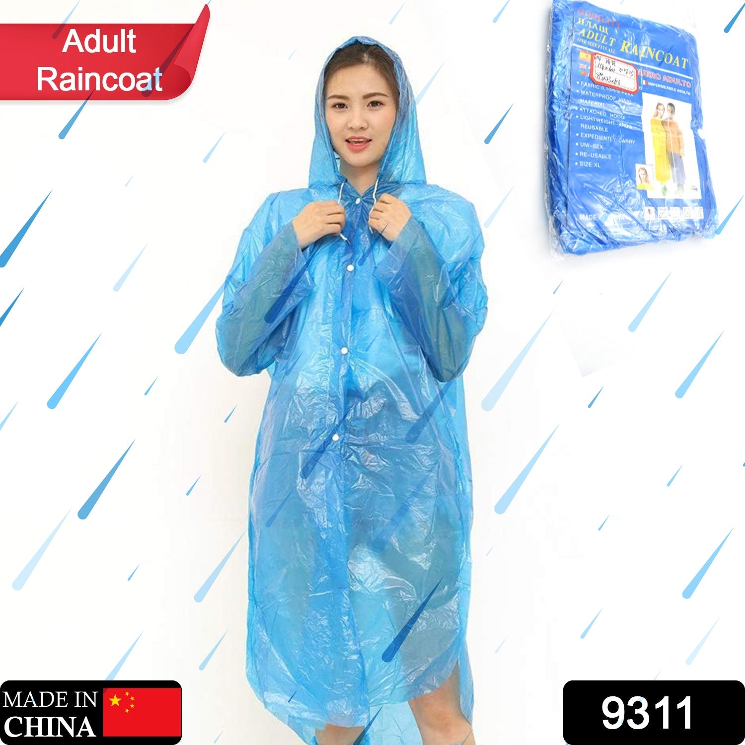 Portable Adult Rain Coat, Raincoat Waterproof Button Cardigan Portable Raincoat  Adult Outdoor Traveling Plastic Material Raincoat/Rain wear/Rain Suit for Outdoor Accessory (1pc) - Bhavnagar Deodap