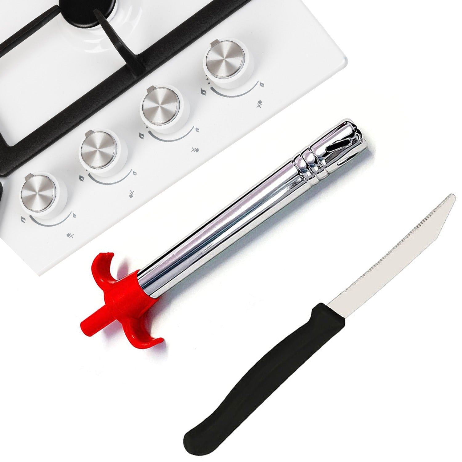 Stainless Steel Electronic Gas Lighter and Knife (2 in 1) - Bhavnagar Deodap