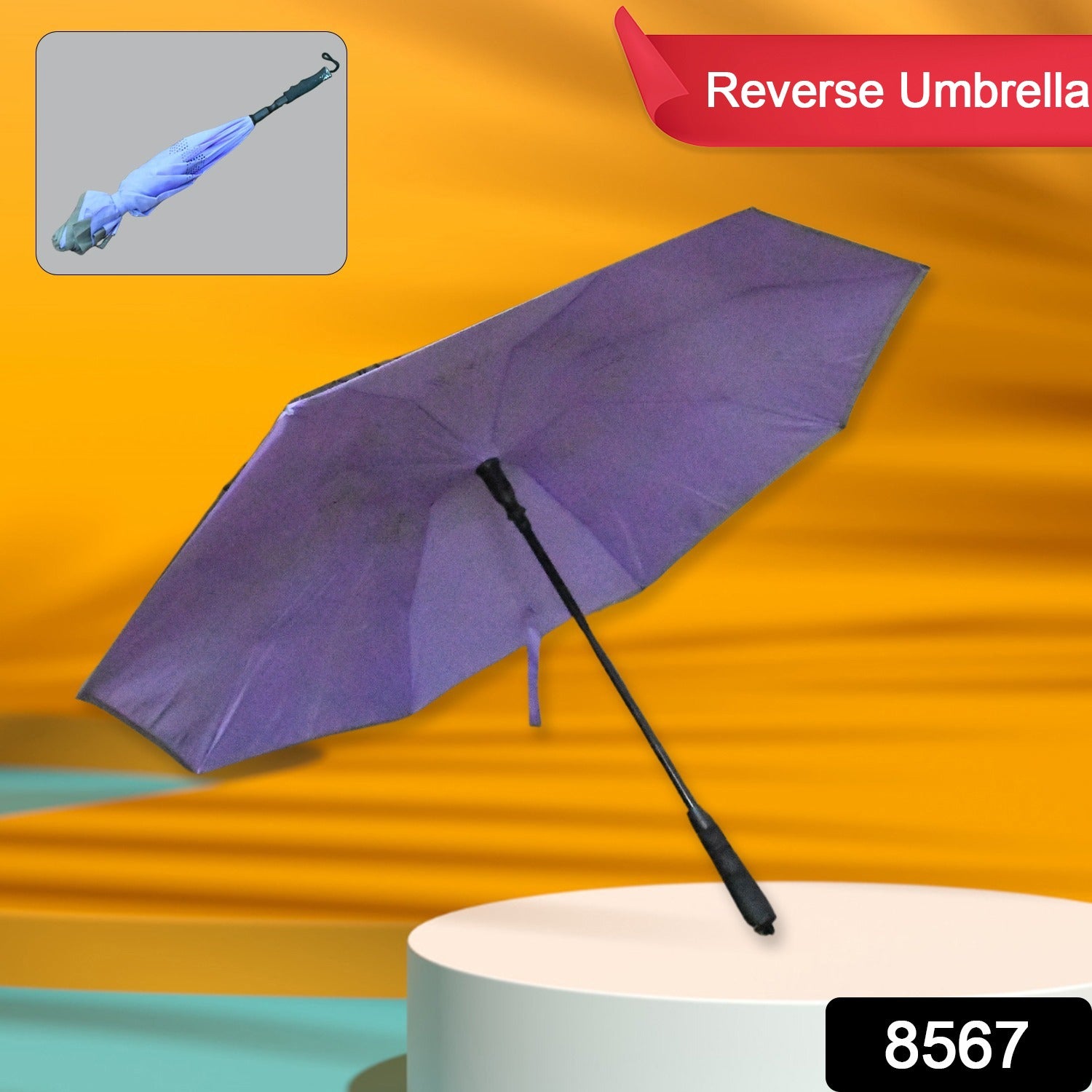 Travel Umbrella Windproof Umbrella Compact Folding Reverse Umbrella Unique Folding Umbrella (1 pc) - Bhavnagar Deodap