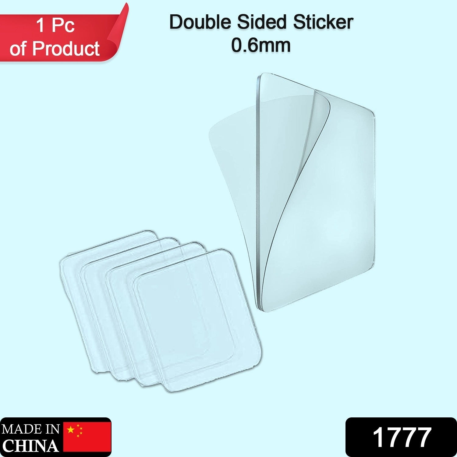 New Double Side Tape Sticker Strong Waterproof Wall Indoor Nano Adhesive No Trace Gel Clear Industrial Multipurpose Removable Use for Bedroom, Home, Kitchen, Hotel (0.6mmx1pc) - Bhavnagar Deodap