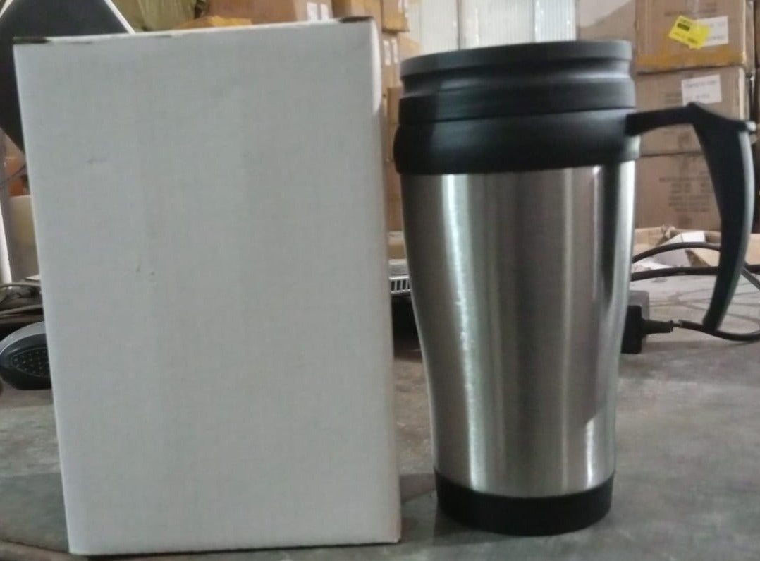 Stainless Steel Vacuum Glass Insulated Glass Coffee Cups (With Lid & Handle / 1 pc) - Bhavnagar Deodap