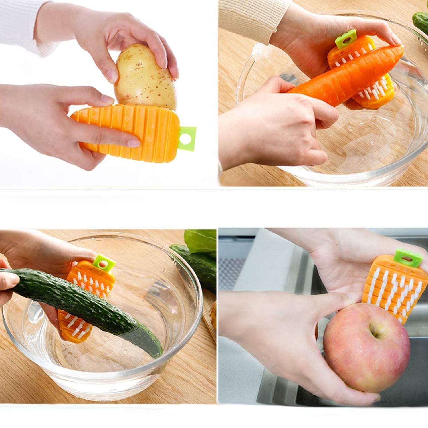 Vegetable Scrubbing Brush, Vegetable Scrubber Nonâ€‘Toxic Fruit Brush Carrot Shape Vegetable Brush for Potato for Vegetable - Bhavnagar Deodap