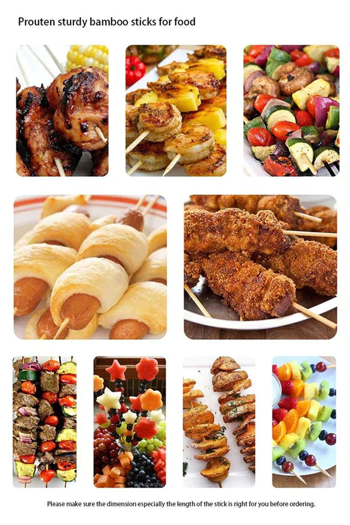 Camping Wooden Color Bamboo BBQ Skewers Barbecue Shish Kabob Sticks Fruit Kebab Meat Party Fountain Bamboo BBQ Sticks Skewers Wooden (30cm) - Bhavnagar Deodap