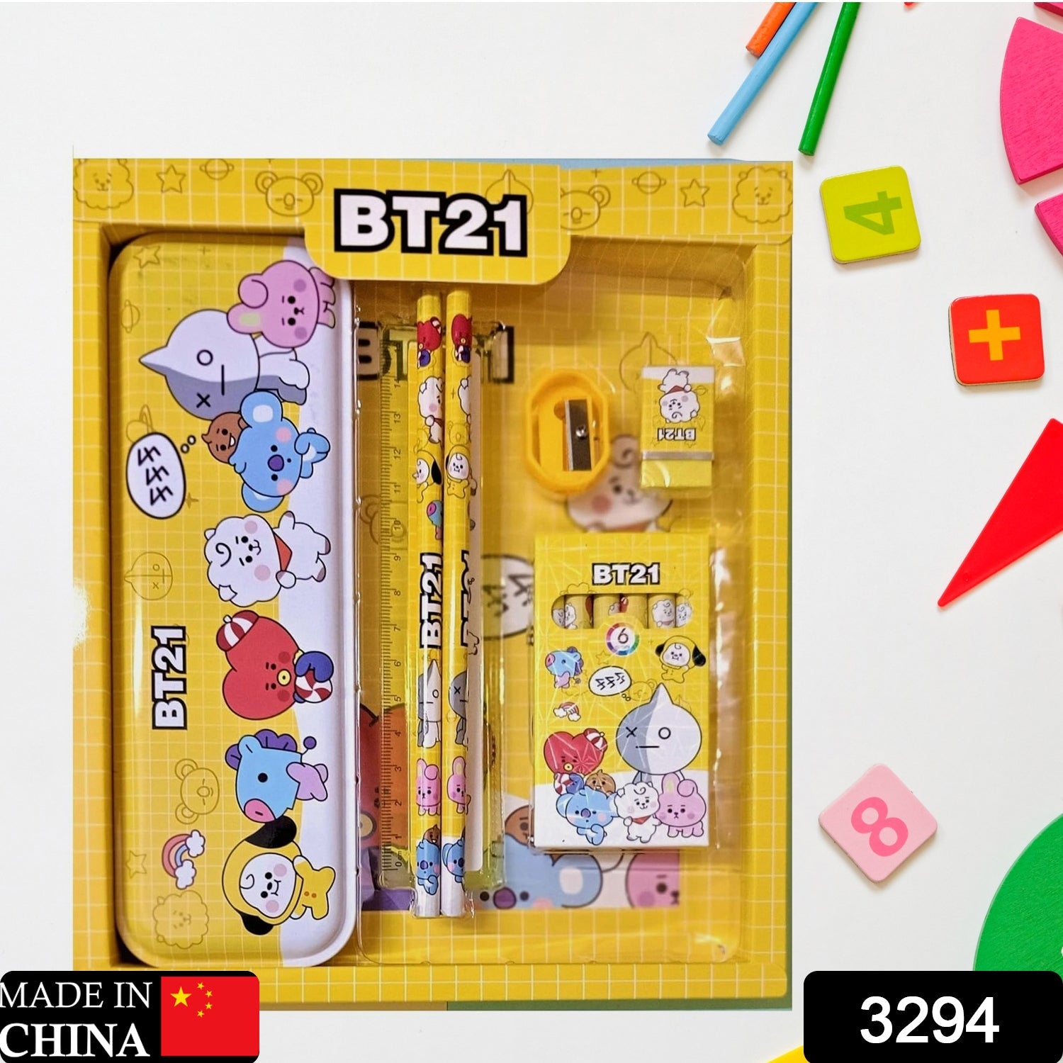 Stationery Kit for Kids - Stationery Set, Includes Metal Pencil Box, Sharpener, Pencil and Eraser Set, School Supply Set, Birthday Return Gift for Kids, Boys, Girls (12 pc Set) - Bhavnagar Deodap