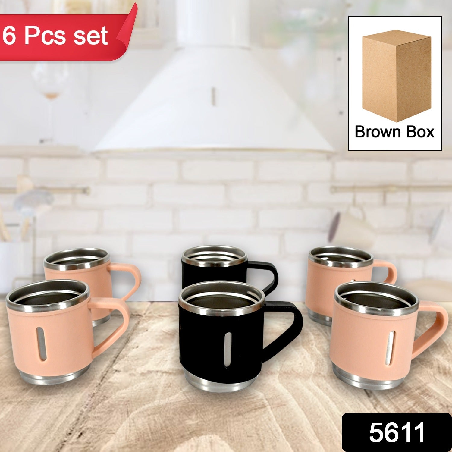 Stainless Steel Vacuum Coffee / Tea Cup, Tea Mug Hot Insulated Double Wall Stainless Steel, Coffee, and Milk Cup with Handle Easy To Carry: Coffee Cup (6 pc) - Bhavnagar Deodap