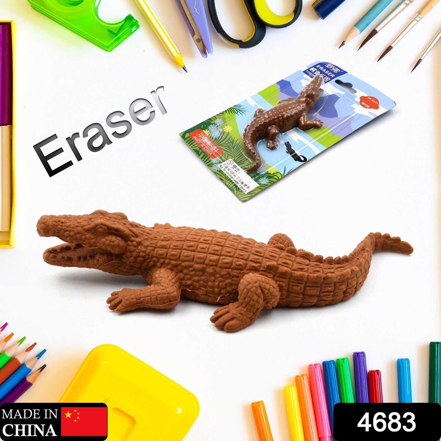 CROCODILE SHAPED ERASERS ANIMAL ERASERS FOR KIDS, CROCODILE ERASERS 3D ERASER, MINI ERASER TOYS, DESK PETS FOR STUDENTS CLASSROOM PRIZES CLASS REWARDS PARTY FAVORS - Bhavnagar Deodap