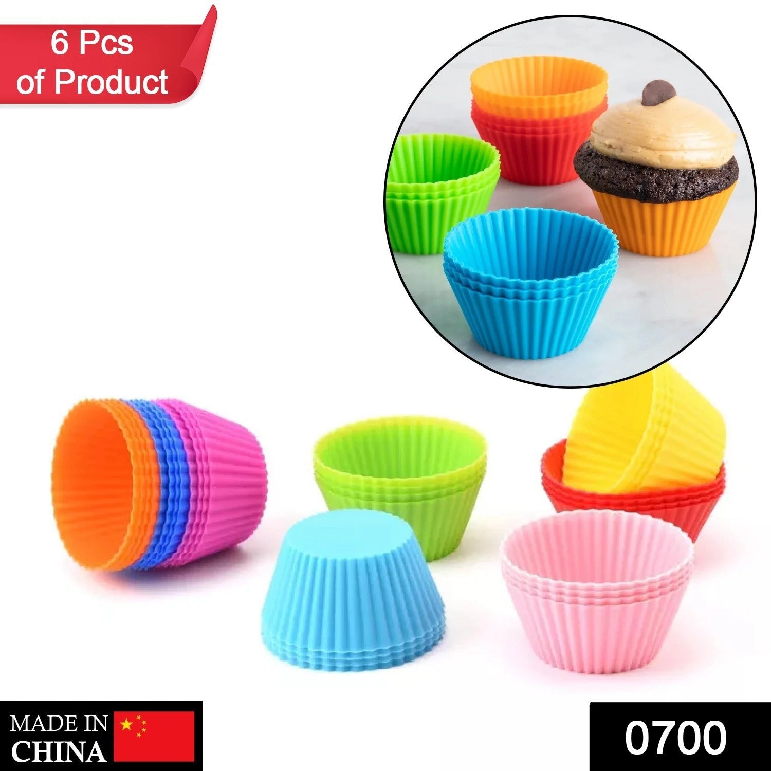 Silicone cupcake Shaped Baking Mold Fondant Cake Tool Chocolate Candy Cookies Pastry Soap Moulds (6 pc) - Bhavnagar Deodap