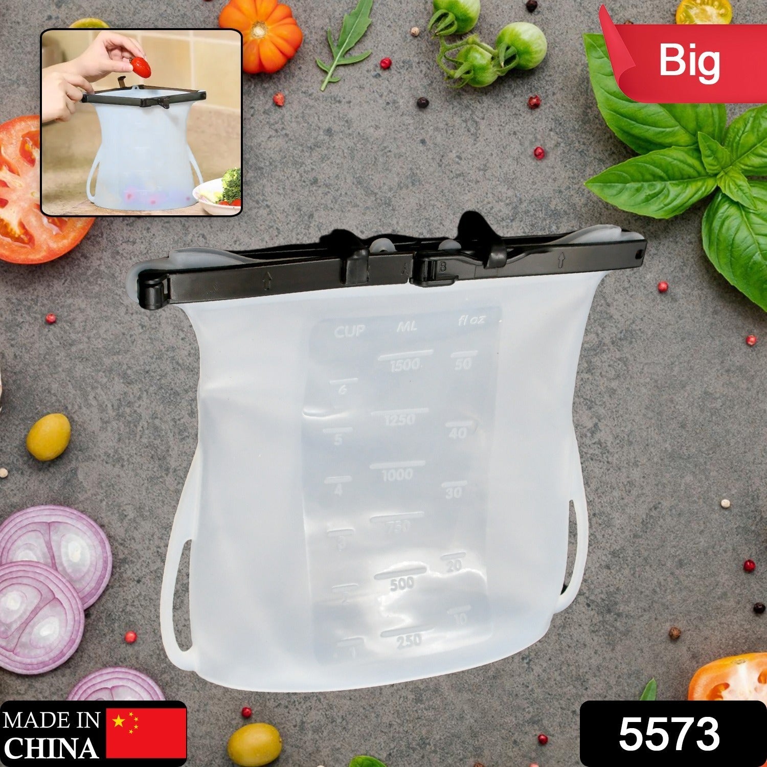 Reusable Silicone Food Storage Bag Set Leakproof Lock Reusable Flat Bottom Freezer Bags, Sandwich Bags, Silicone Food Grade Kids Snack Bags, BPA Free Microwave Dishwasher Safe (1 Pc) - Bhavnagar Deodap