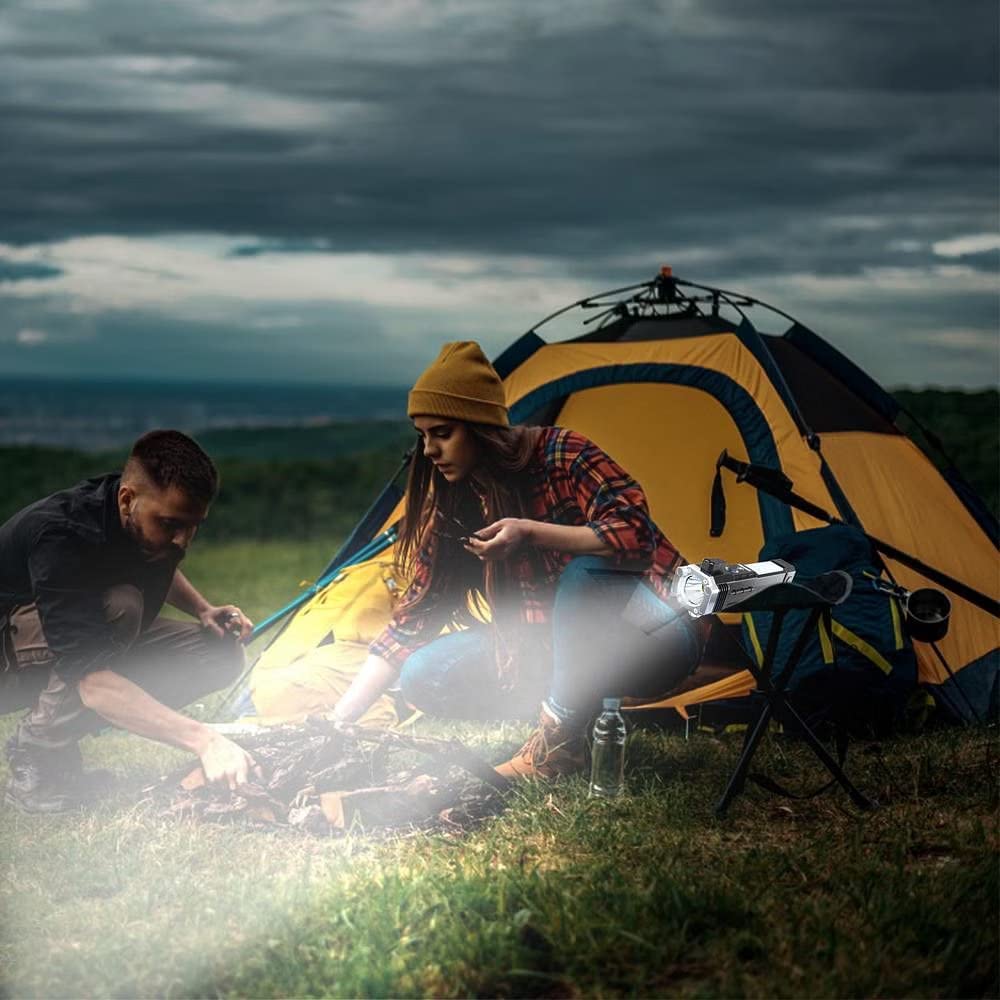 Portable 3w Rechargeable Torch LED Flashlight Long Distance Beam Range, Hammer and Strong Magnets, Window Glass and Seat Belt Cutter 4 Modes for Car Camping Hiking Indoor Outdoor - Bhavnagar Deodap