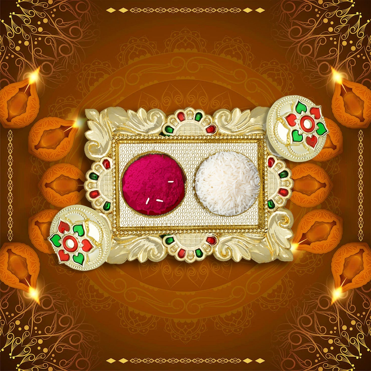 Rakasha Bandhan Special Puja Thali, Kumkum Thali Holder, Pooja Return Gift, Indian Housewarming Gifts, Brother / Bhai / Bhabhi / Sister / Family  Rakhi for Rakshabandhan, Diwali - Bhavnagar Deodap
