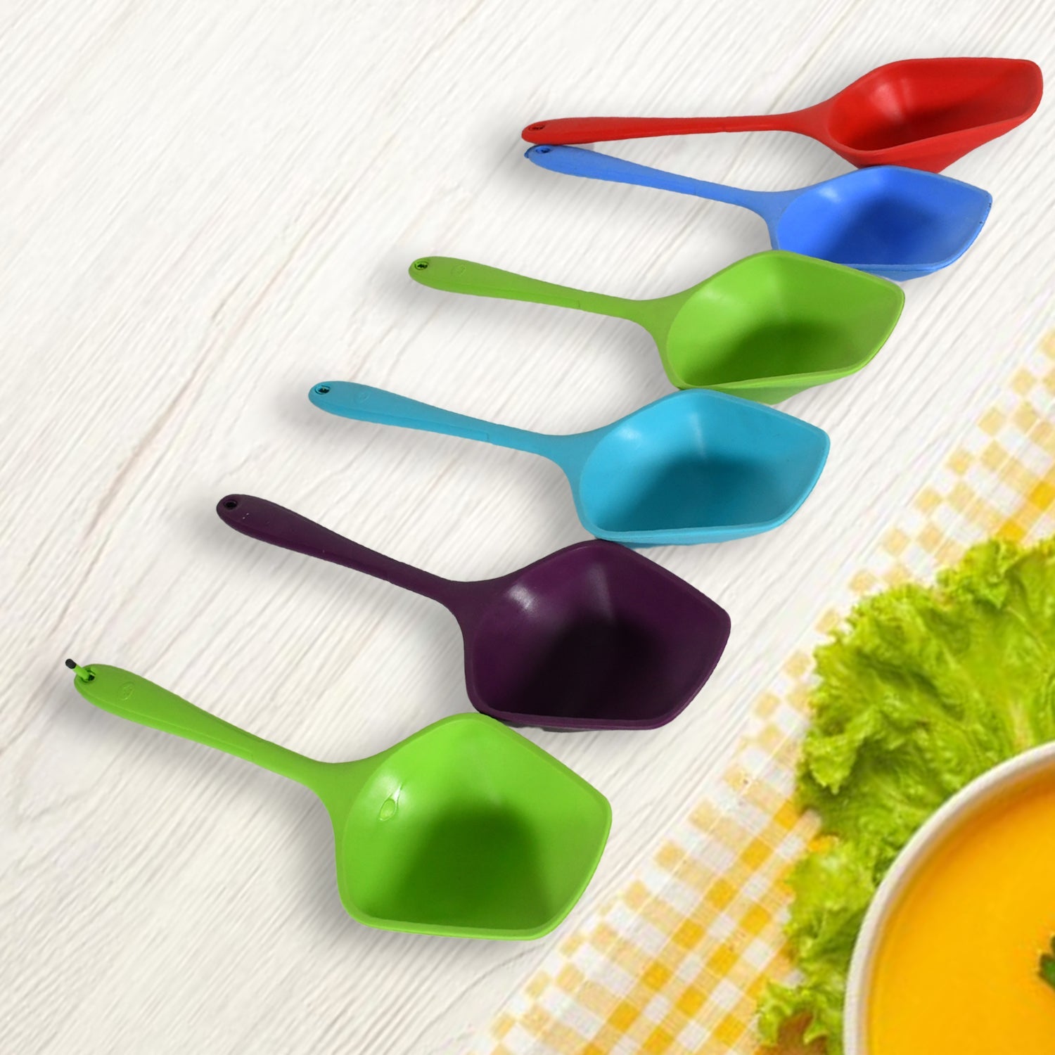 Multipurpose Silicone Spoon, Silicone Basting Spoon Non-Stick Kitchen Utensils Household Gadgets Heat-Resistant Non Stick Spoons Kitchen Cookware Items For Cooking and Baking (6 Pcs Set) - Bhavnagar Deodap