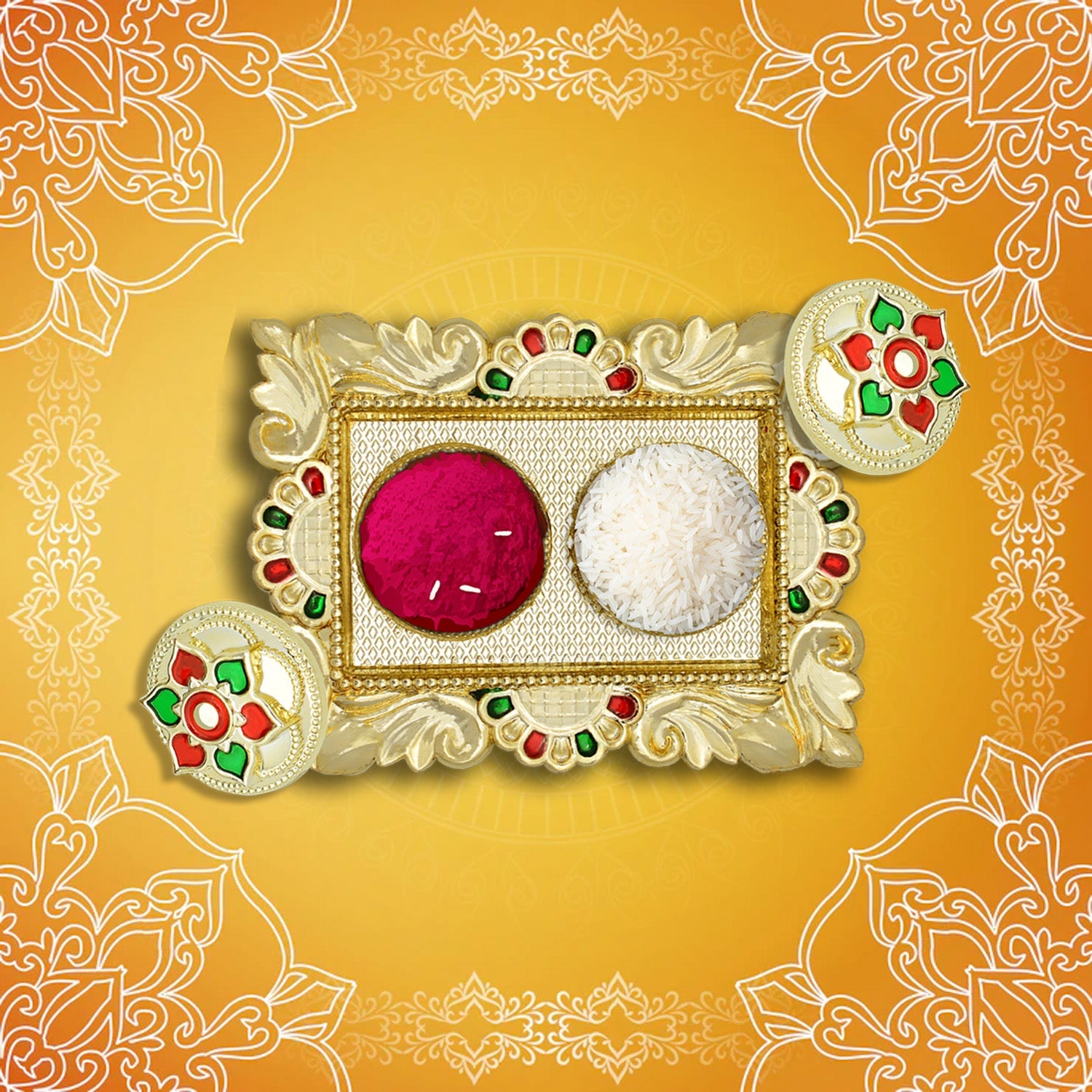 Rakasha Bandhan Special Puja Thali, Kumkum Thali Holder, Pooja Return Gift, Indian Housewarming Gifts, Brother / Bhai / Bhabhi / Sister / Family  Rakhi for Rakshabandhan, Diwali - Bhavnagar Deodap