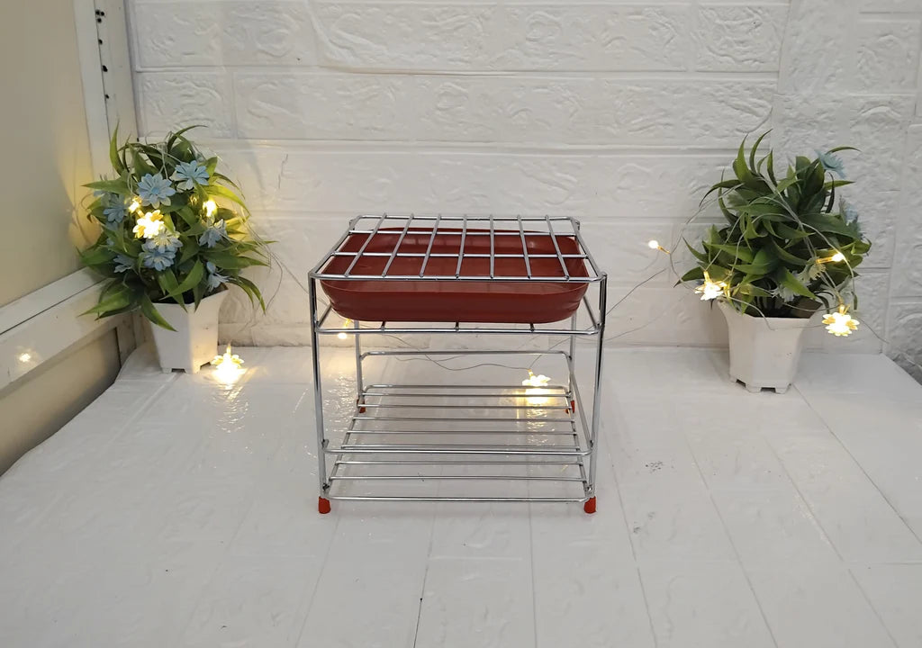 Stainless Steel Square Matka stand with tray Durable pot Stand - Bhavnagar Deodap