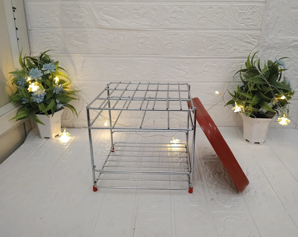 Stainless Steel Square Matka stand with tray Durable pot Stand - Bhavnagar Deodap