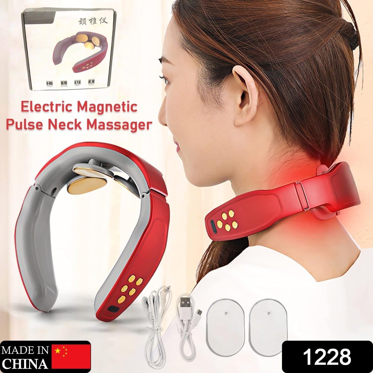 Electric Neck Massager for Pain Relief, Intelligent Neck Massager with Heat, 4 Modes 15 Level Cordless Deep Tissue Point Massager, Portable Neck (1 pc ) - Bhavnagar Deodap