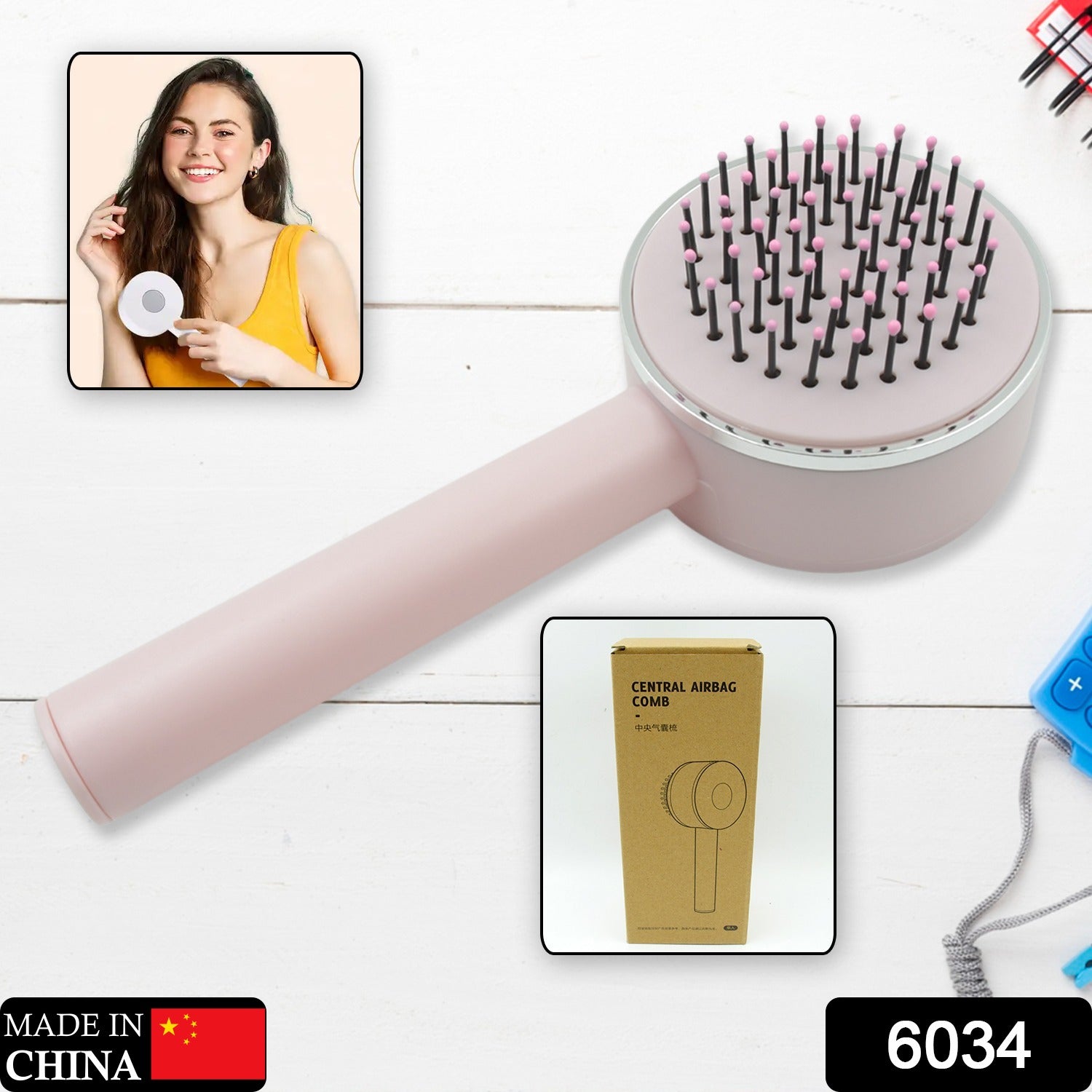 Air Cushion Massage Brush, Airbag Massage Comb with Long Handle, Self-Cleaning Hair Brush, Detangling Anti-Static for All Hair - Bhavnagar Deodap