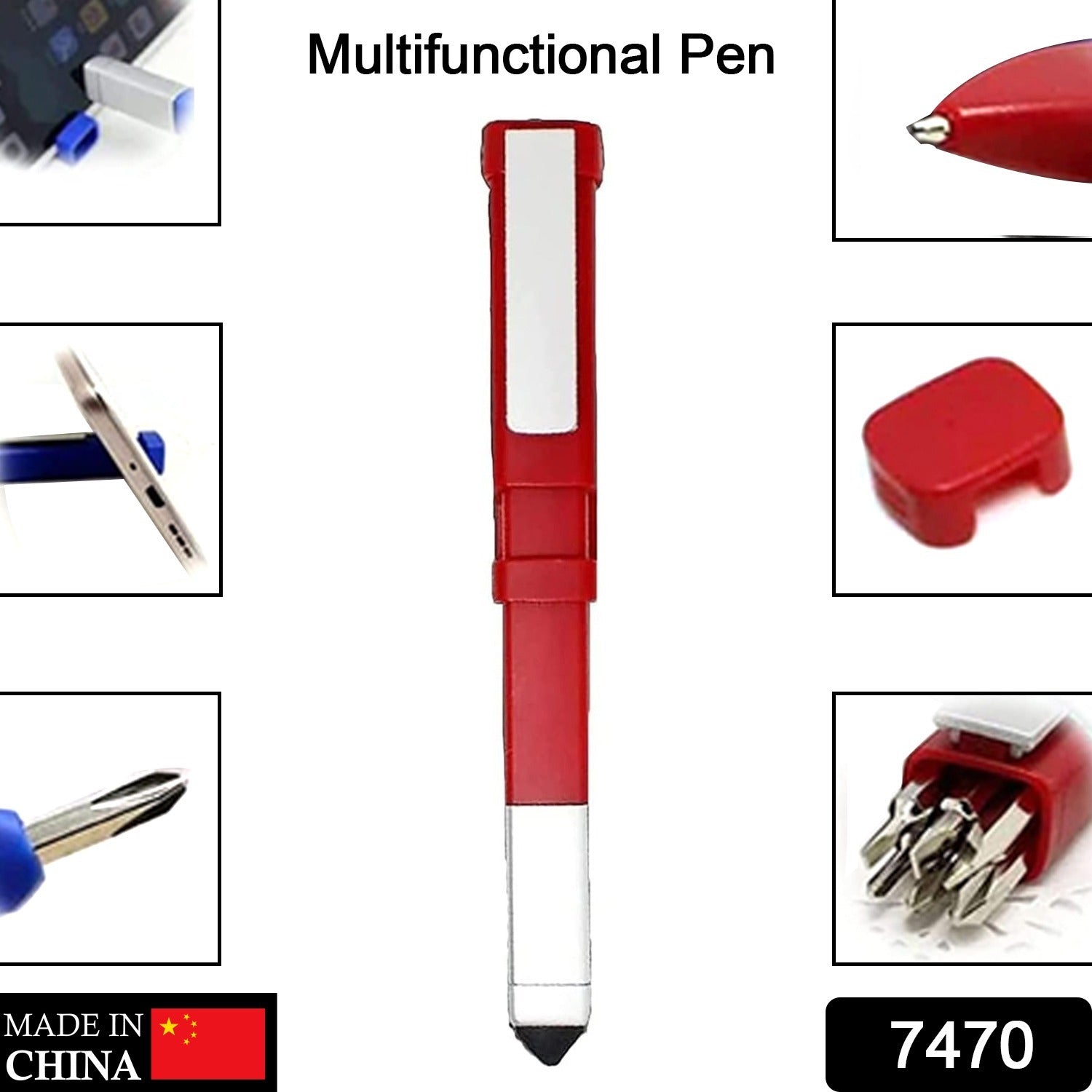 Pen-Shaped Phone Holder with Screwdriver Sets, Multi-Function Pen 4 in 1 Tech Tool Pen, Portable Phone Tools with Capacitive Stylus Ball Point Pen Mobile - Bhavnagar Deodap