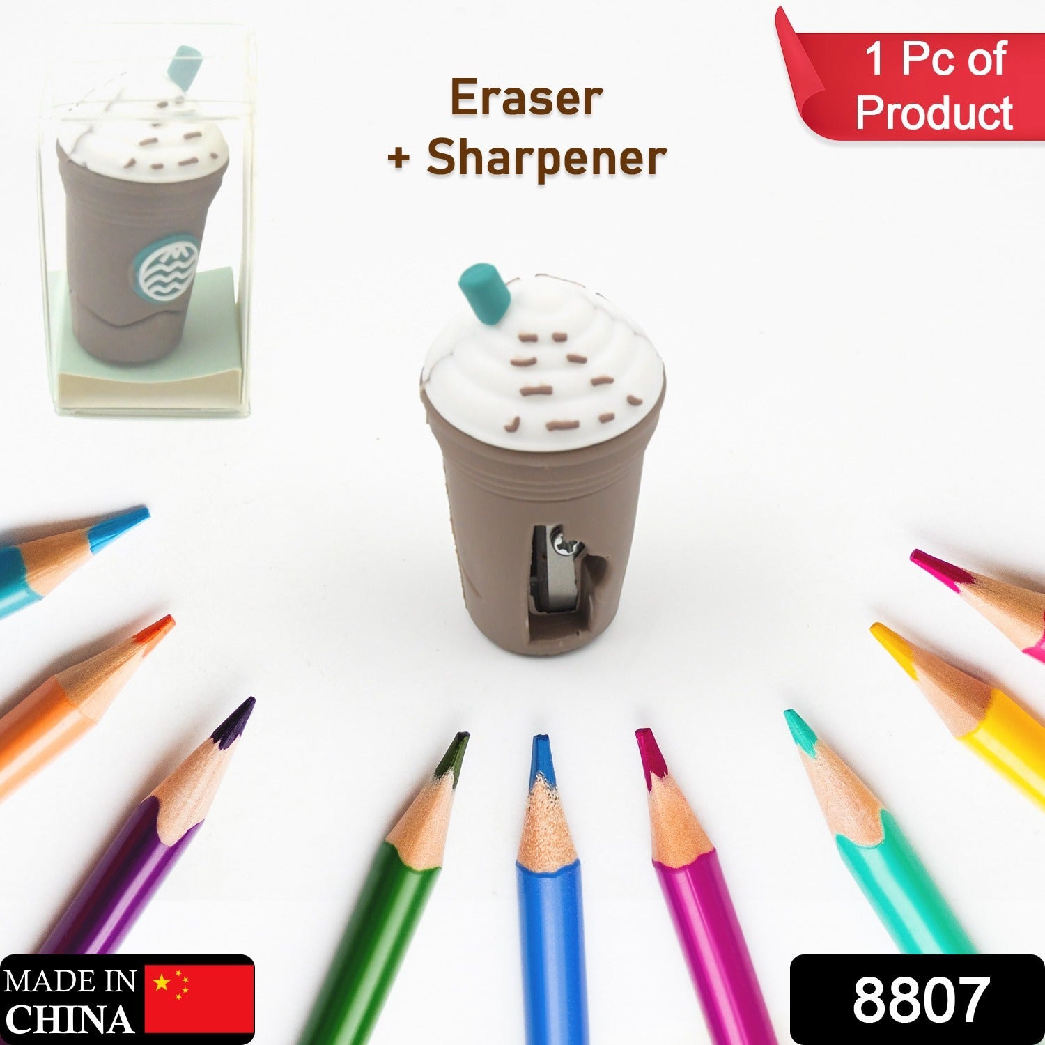 2In1 3D Cute Coffee Or Ice cream Shape sharpner Like Rotary Manual Pencil Sharpener for Kids  Ice Cream Style Office School Supplies, Back to School Gift for Students,Kids Educational Stationary kit, B'Day Return Gift (1 Pc) - Bhavnagar Deodap