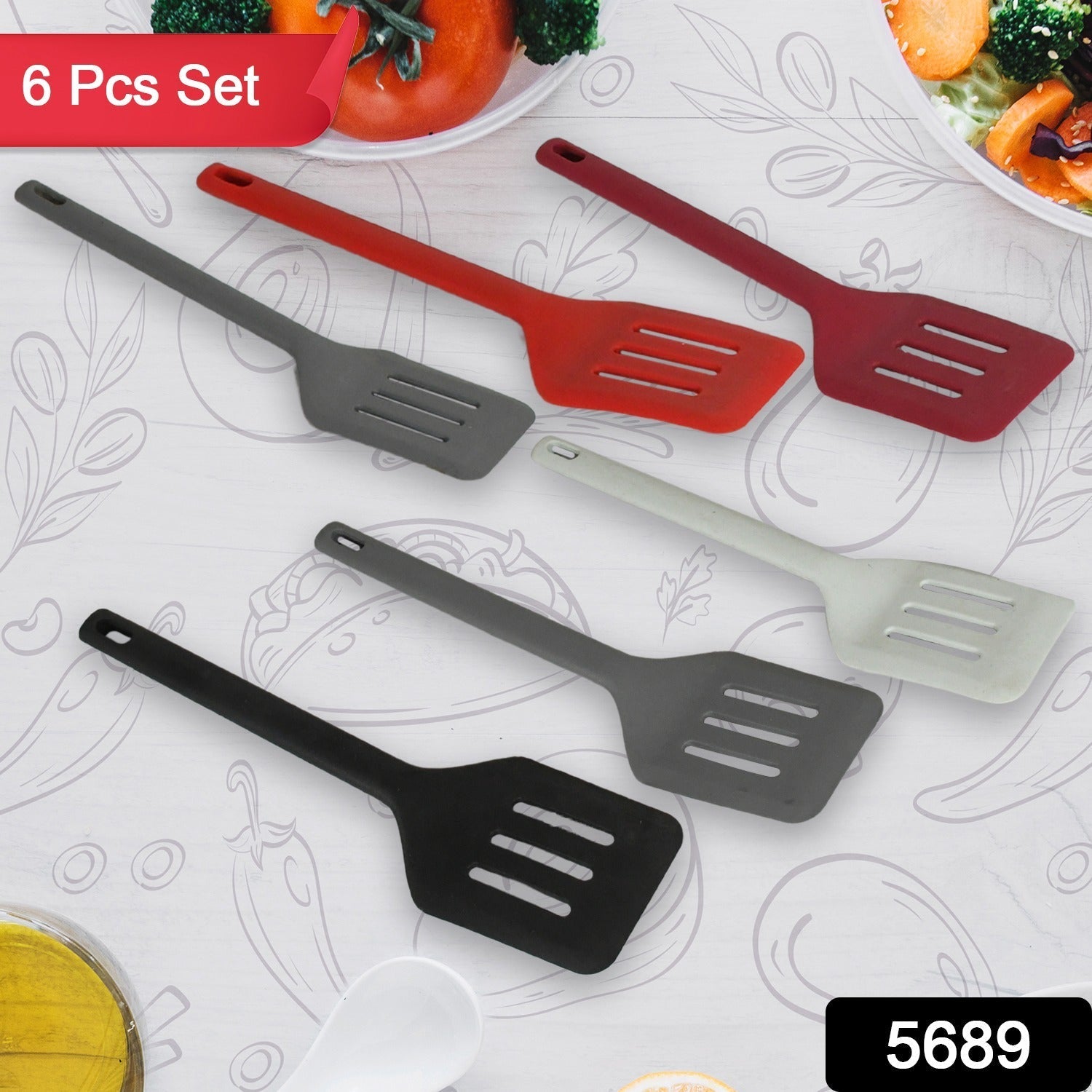 Multipurpose Silicone Spoon, Silicone Basting Spoon Non-Stick Kitchen Utensils Household Gadgets Heat-Resistant Non Stick Spoons Kitchen Cookware Items For Cooking and Baking (6 Pcs Set) - Bhavnagar Deodap