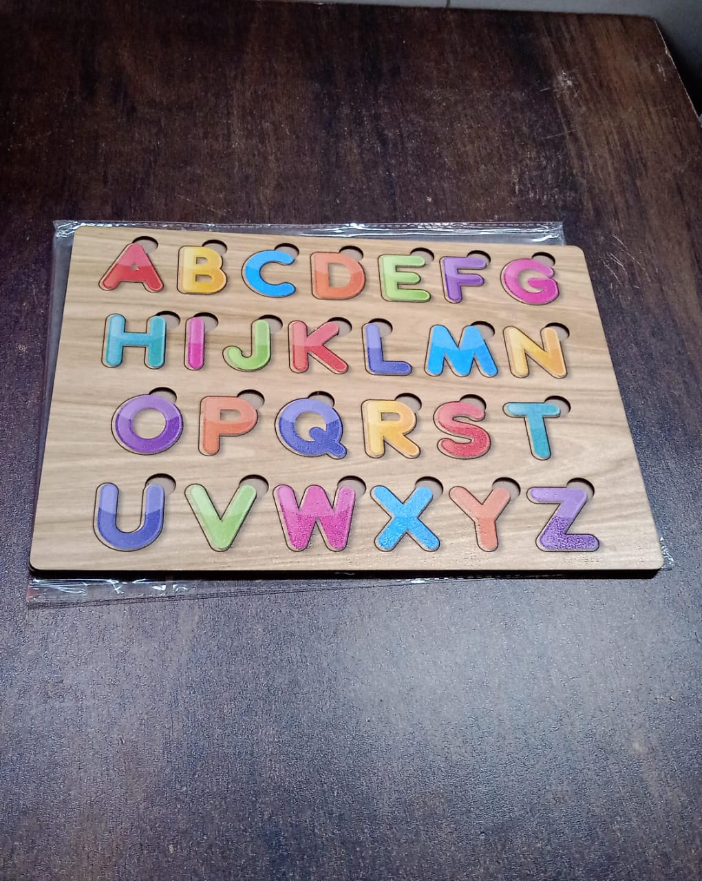 Wooden Puzzle Board ABC Letters Shapes Educational Learning Toys (1 Set) - Bhavnagar Deodap