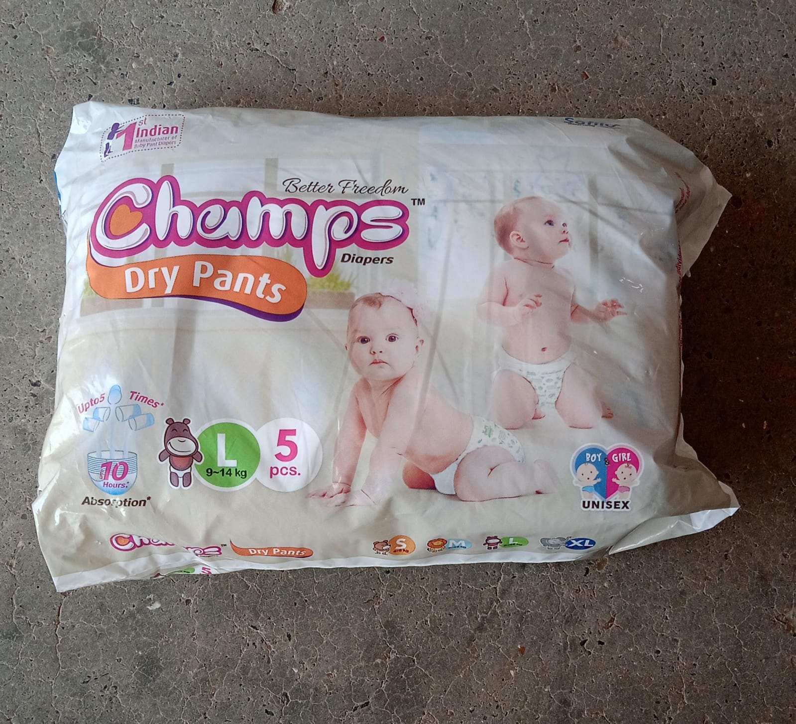 Champs Small Baby Large Diaper Pants (5 Pcs): Ultra-Absorbent for Travel - Bhavnagar Deodap