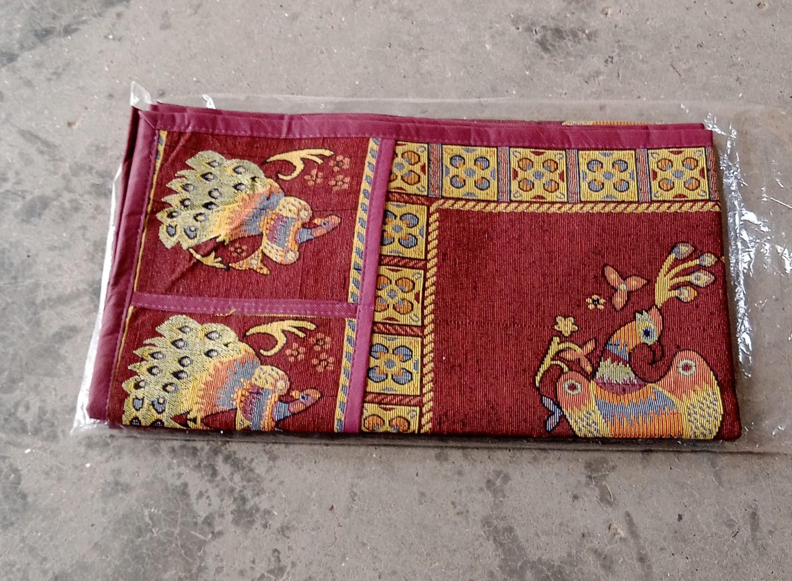 Cotton Fridge Top Cover Set - Standard, Appliance Covers Fridge Dustproof Cover with Peacock Deign 6 Utility Side Pockets Fridge Cover For All types Fridge Refrigerator Use (100x60CM) - Bhavnagar Deodap