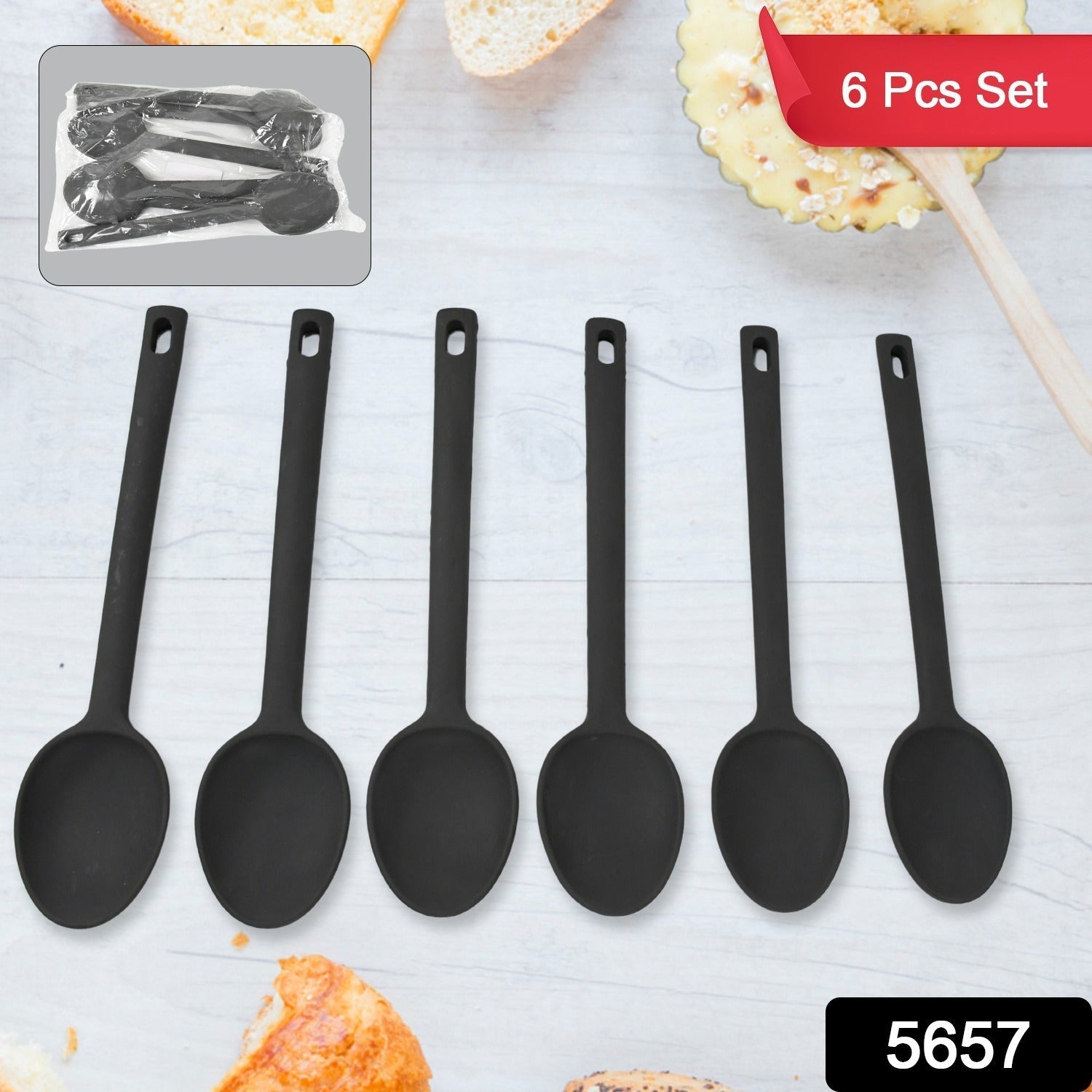 MULTIPURPOSE SILICONE SPOON, SILICONE BASTING SPOON NON-STICK KITCHEN UTENSILS HOUSEHOLD GADGETS HEAT-RESISTANT NON STICK SPOONS KITCHEN COOKWARE ITEMS FOR COOKING AND BAKING (6 Pc Set) - Bhavnagar Deodap