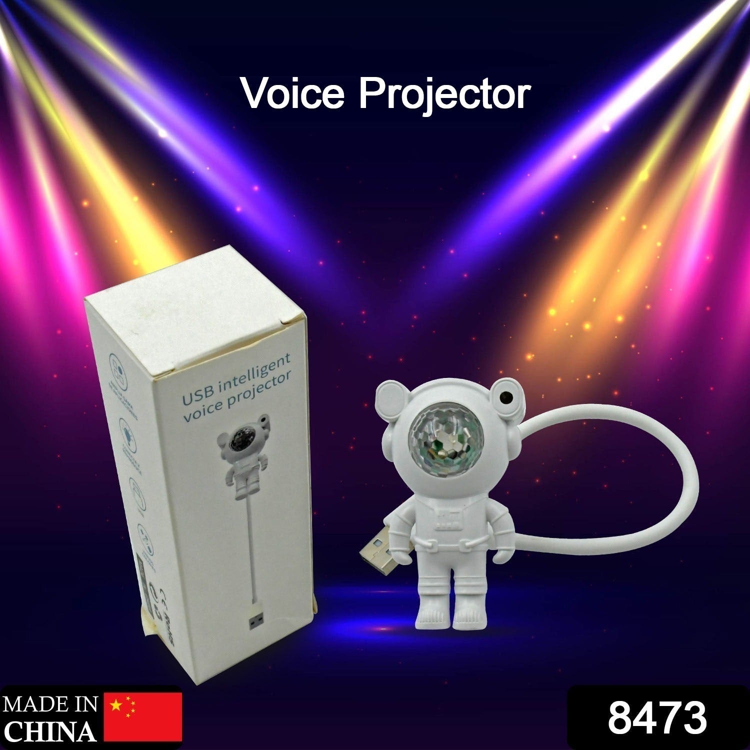 USB Intelligent Voice Projector Astro Night Light  Projector, Galaxy Light Star Projector, Cartoon Light, LED Light, Desk Lamp, Mini Night Light, Cartoon Reading Lamp, USB Port for Kids Room Adults Bedroom Party Gaming Room - Bhavnagar Deodap