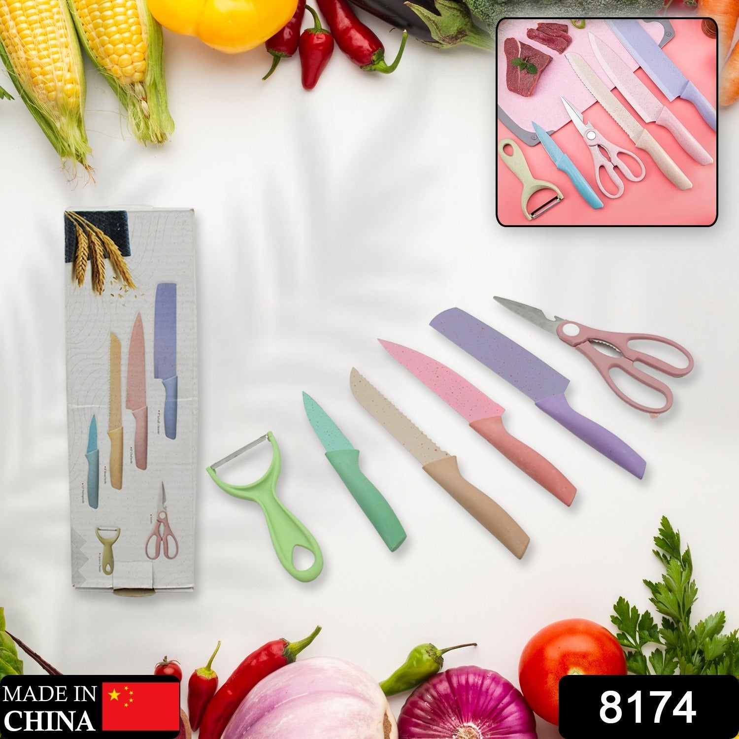 Corrugated 6Pc Kitchen Knife Set Professional Box Knife Set 6 Piece Forged Kitchen Knives with Box. - Bhavnagar Deodap