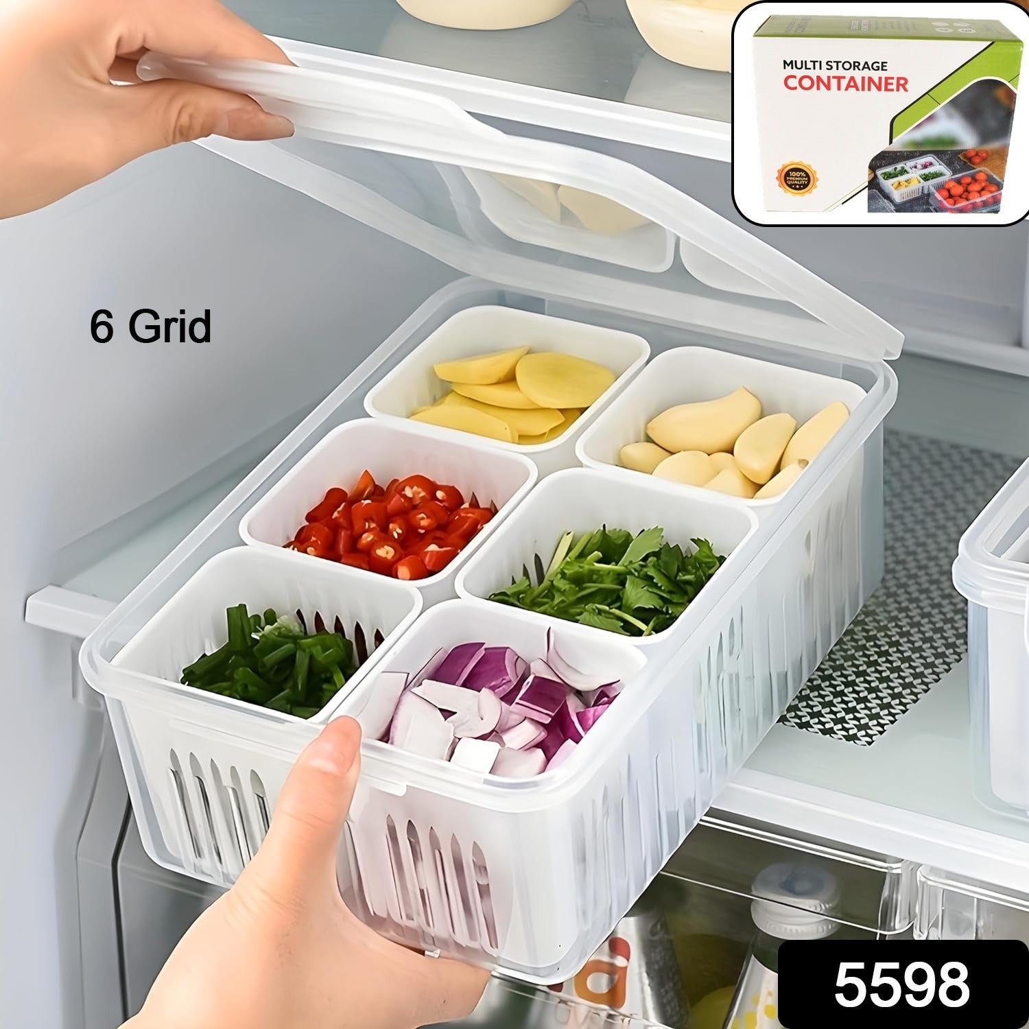 Fridge Storage Boxes Freezer Storage Containers, Container for Kitchen Storage Set, Storage in Kitchen, Vegetable Storage, Draining Crisper Refrigerator Food Box (1 Pc) - Bhavnagar Deodap