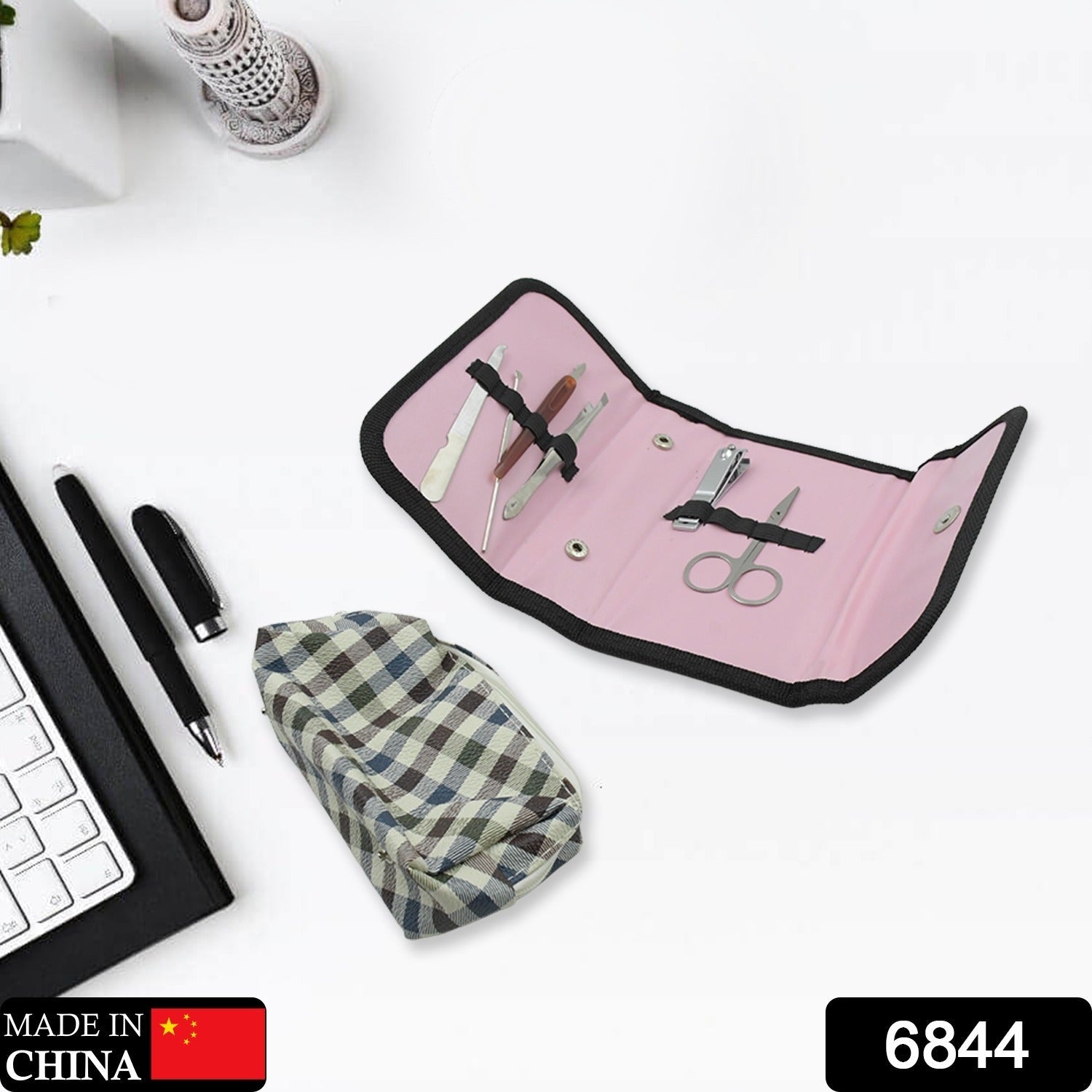 Nail Scissors Professional Nail Clippers Kit Manicure Set 7 Pieces Top Grade Stainless Steel Grooming Kit With Travel Case & Small Pouch For Travel Or Home Manicure Set (7 Pc Set) - Bhavnagar Deodap