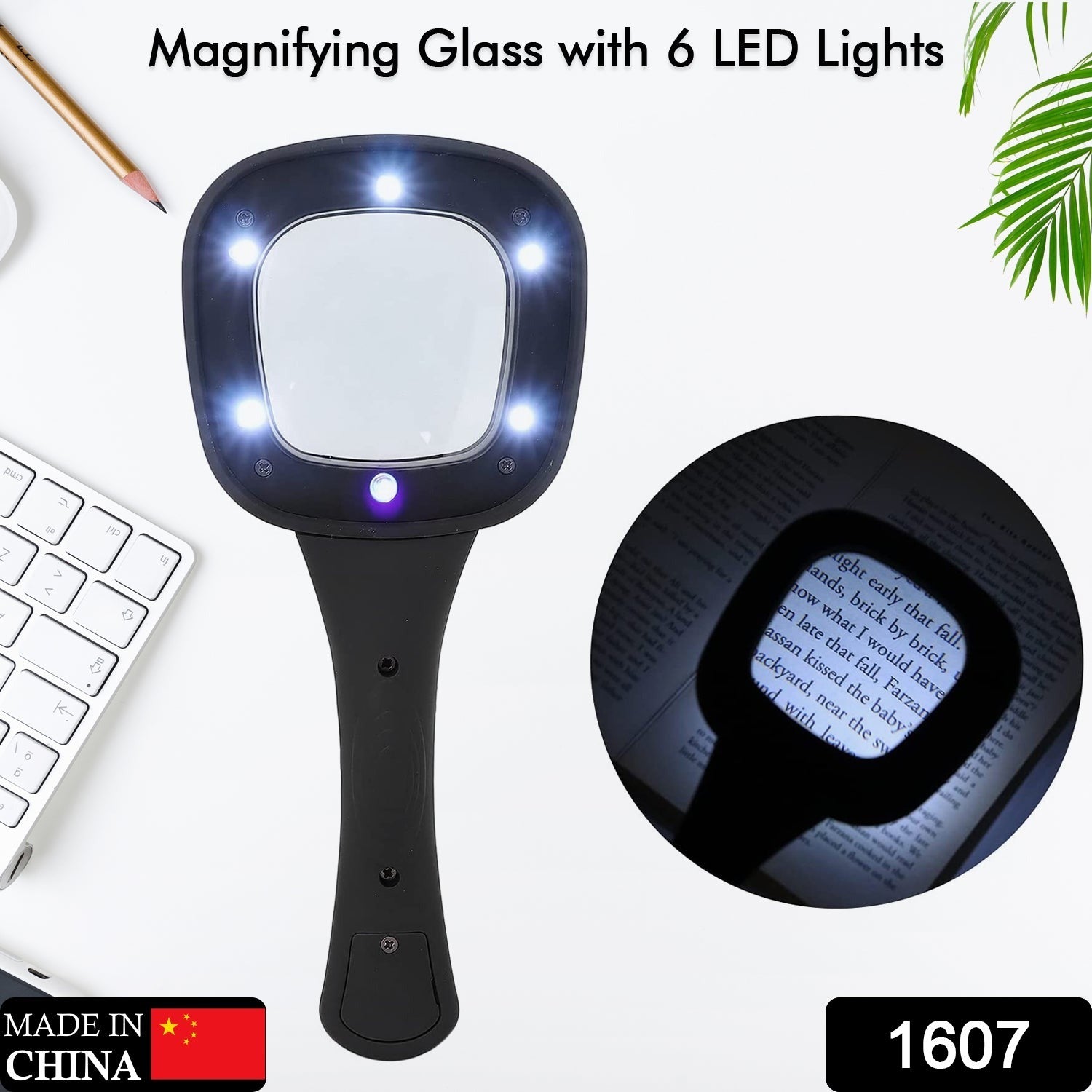 Handheld Magnifying Glass 6 LED Illuminated Lighted Magnifier for Seniors Reading, Soldering, Inspection, Coins, Jewelry, Exploring - Bhavnagar Deodap