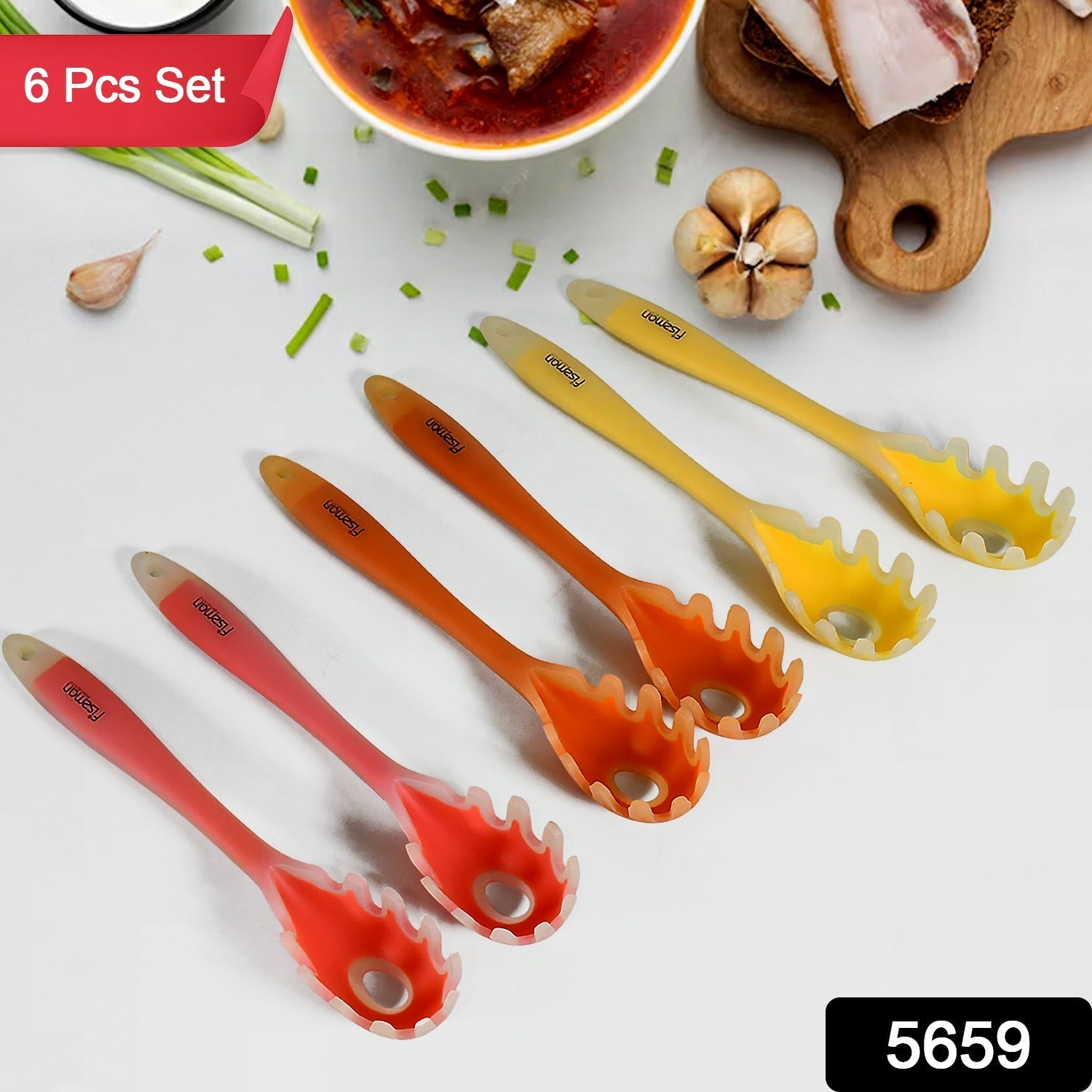 Multipurpose Silicone Spoon, Silicone Basting Spoon Non-Stick Kitchen Utensils Household Gadgets Heat-Resistant Non Stick Spoons Kitchen Cookware Items For Cooking and Baking (6 Pcs Set) - Bhavnagar Deodap