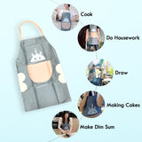 Cute Cartoon Animal Design Kitchen Apron (1 Pc)