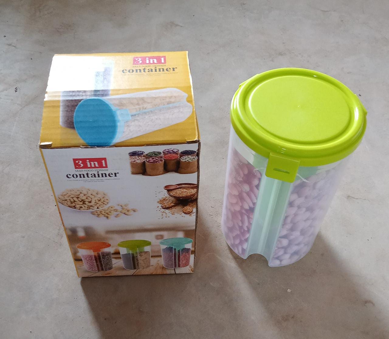 3 in 1 Transparent Air Tight Storage Dispenser Container (With Color Box) - Bhavnagar Deodap