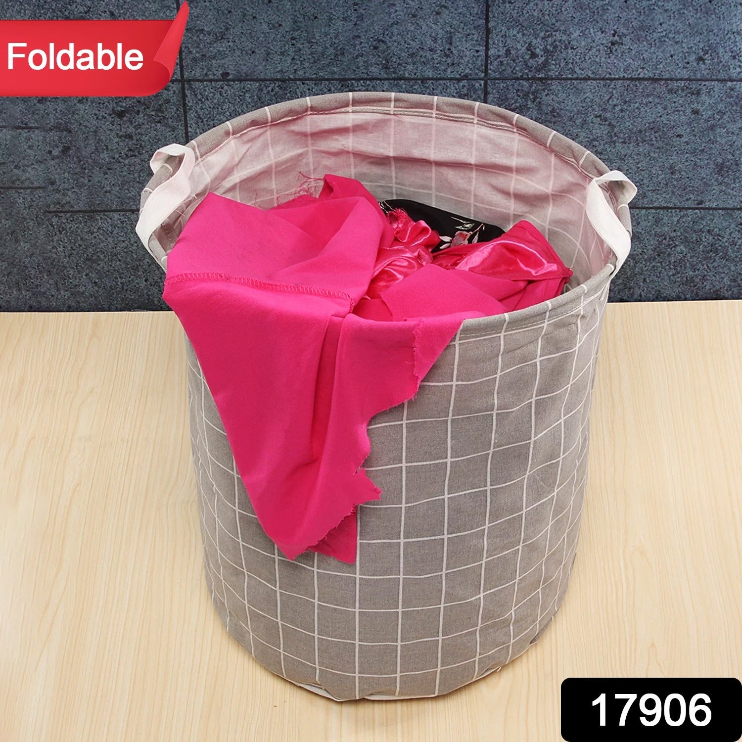 Folding Laundry Basket Round Storage Bag (1 Pc / 40 × 30 Cm) - Bhavnagar Deodap