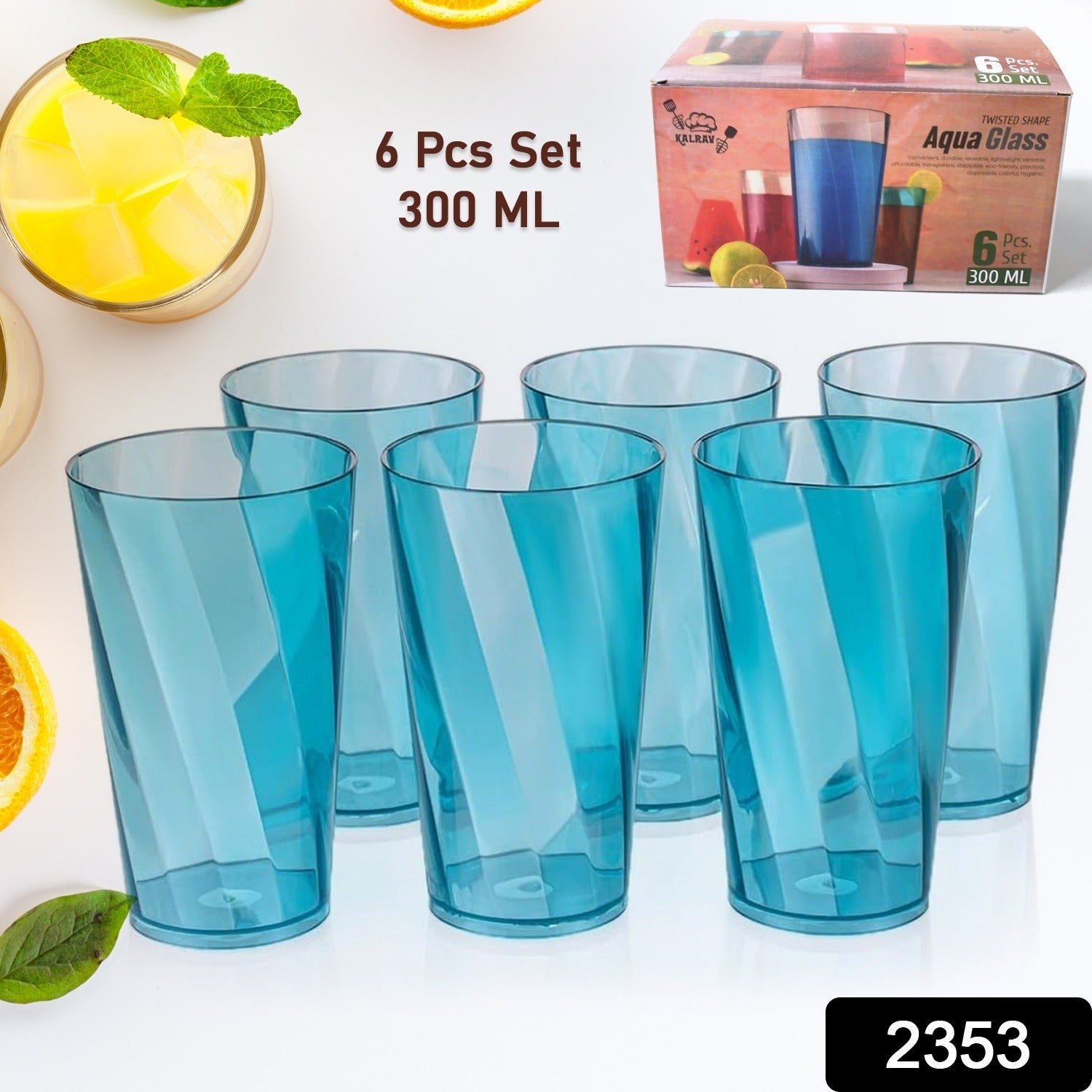 Premium Juice and Water Glasses Set of 6 Transparent, 300ml, Drinking Water Glasses Stylish & Crystal Round Highball Glasses for Water, Juice & Cocktails, Glass Set of 6 for Water - Bhavnagar Deodap