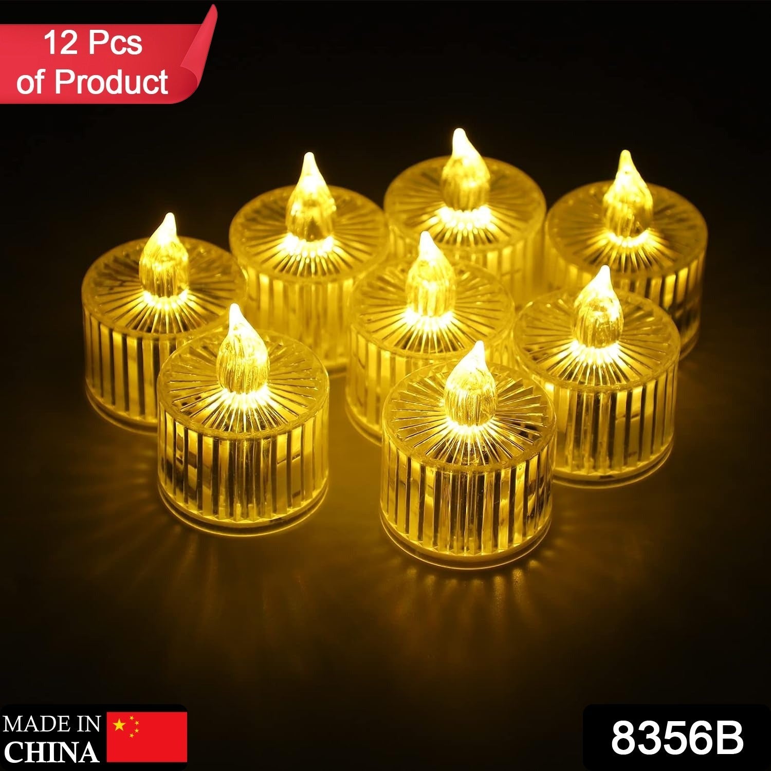 12 Pcs Flameless and Smokeless Decorative Acrylic Candles Transparent Led Tea Light Candle for Gifting, House, Diwali, Christmas, Festival, Events Decor Candles - Bhavnagar Deodap