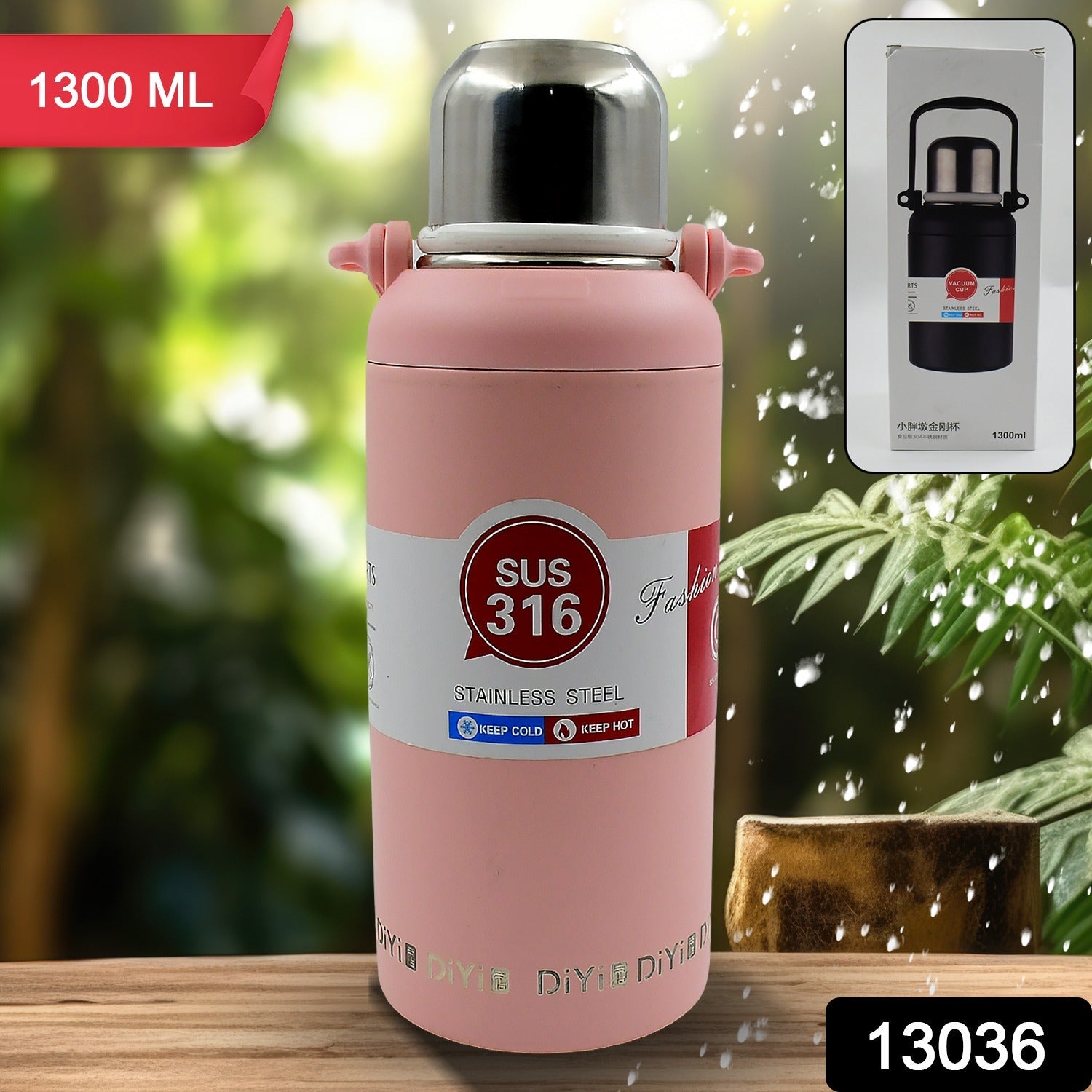 Stainless Steel tumblers 316 Stainless Steel, Vacuum Insulated Cup / Bottle, Portable Travel Kettle / Water Bottle with Handle, Outdoor Large Capacity Sports Kettle Cups / Bottle (1300 ML) - Bhavnagar Deodap