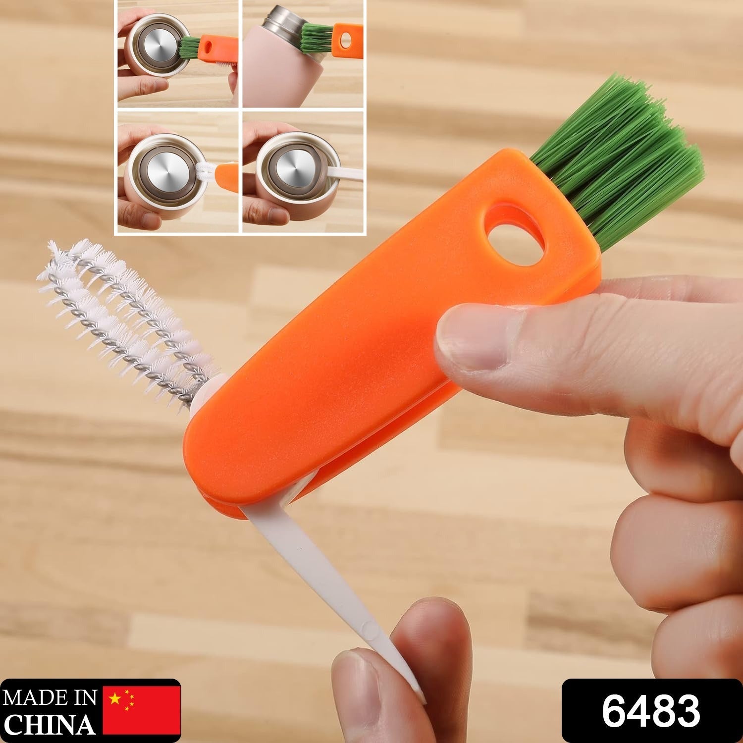 3 in 1 Multifunctional Cleaning Brush Mini Glass Cover Cleaning Brush Bottle Cleaning Brush Set Cup Cleaner Brush Bottle Cap Detail Brush for Bottle Cup Cover Lid Home Kitchen Washing Tool (1 Pc) - Bhavnagar Deodap