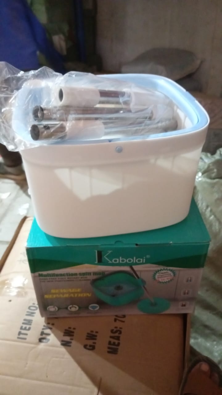 Round Shape Mop Head  with 1 Pad Extra Clean Water Spin Mop with Separate Water Bucket, Suitable for All Types of Flooring, Separates Dirty and Clean Water, Wet - Bhavnagar Deodap