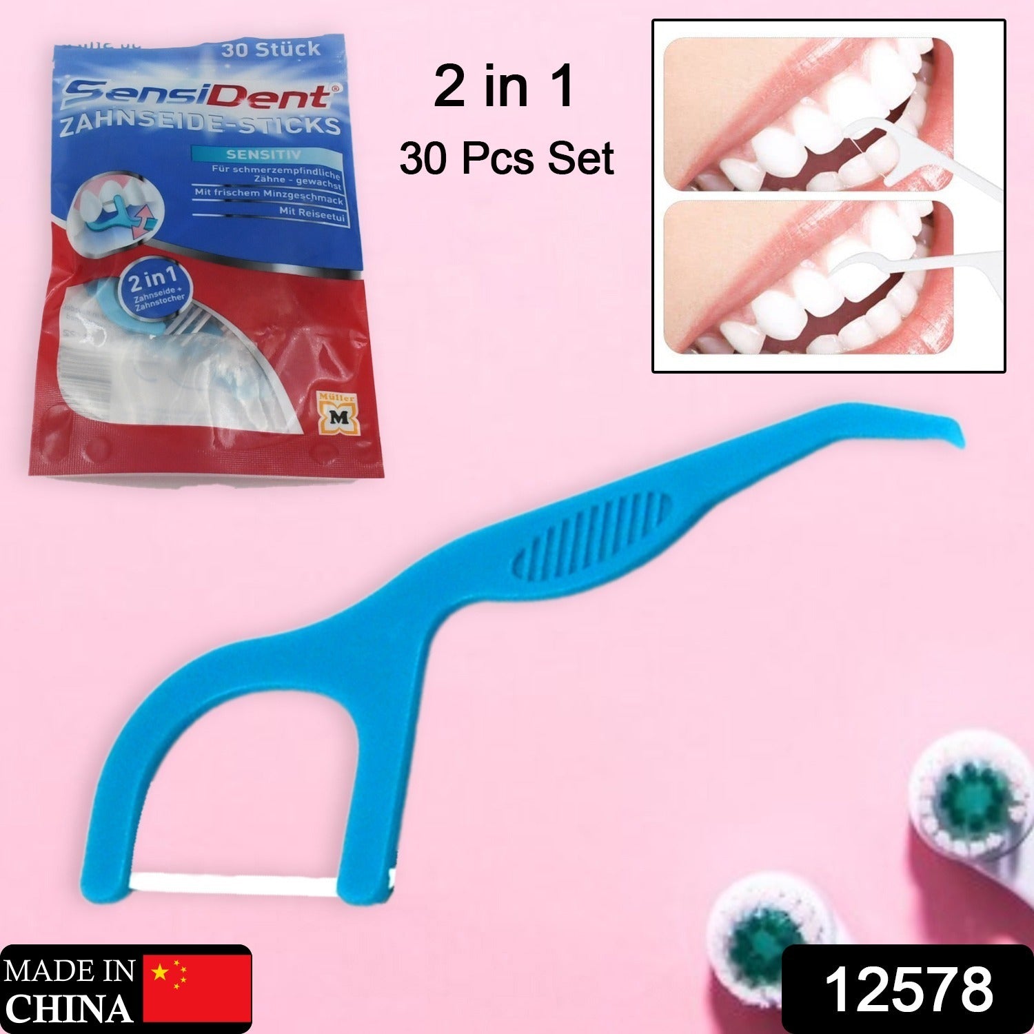 2 In 1 Tooth Picks Flosses, Portable Toothpicks, Resealable Oral Care Dental Flosser, Easy Storage Dental Pick for Fresh Breath and Healthy (30 Pcs Set) (Mix Color) - Bhavnagar Deodap