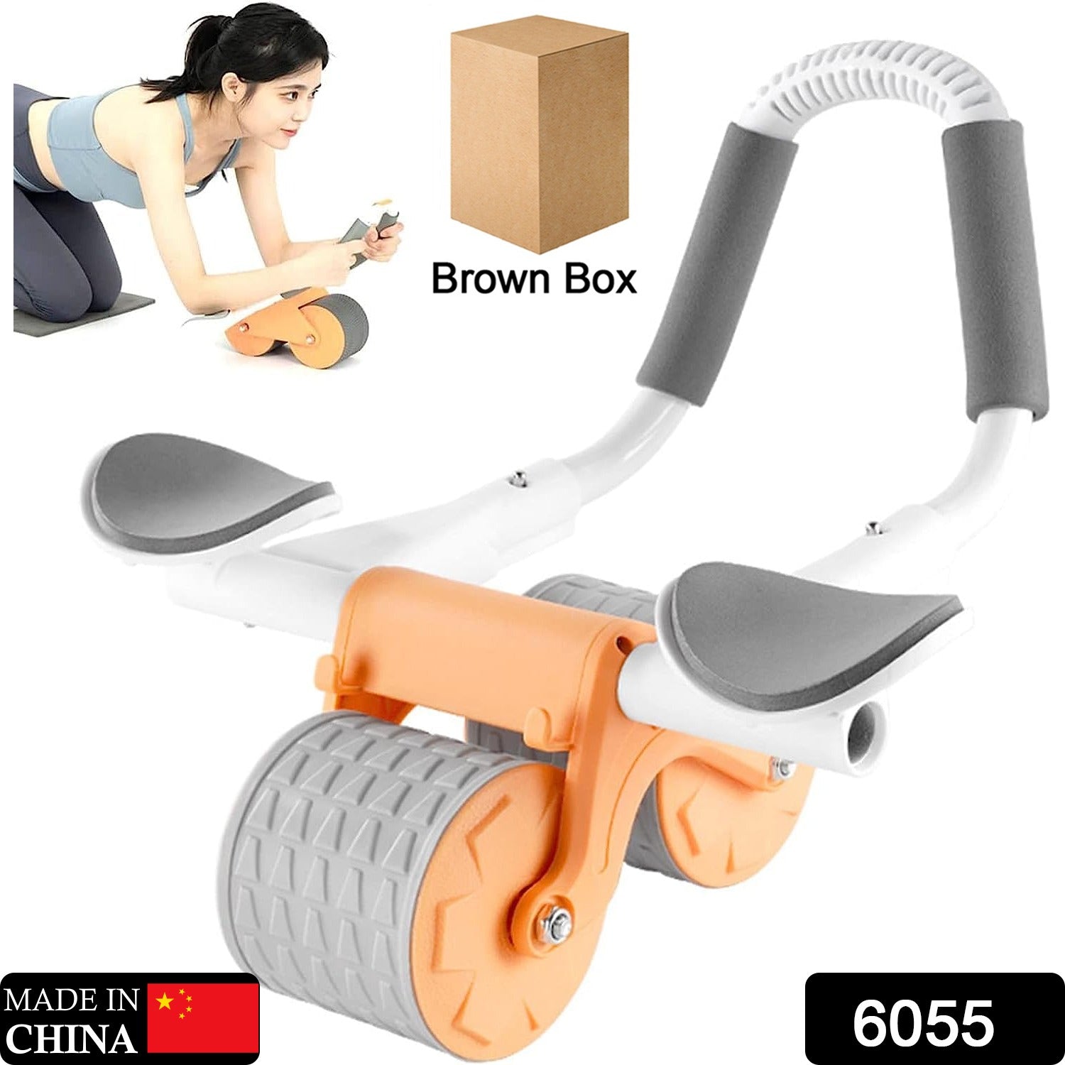 Automatic Rebound Abdominal Wheel, Ab Roller Wheel with Timer Elbow Support for Beginners, Exercise Double Wheel with Knee Mat Holder for Body Fitness Strength Training Home Gym - Bhavnagar Deodap