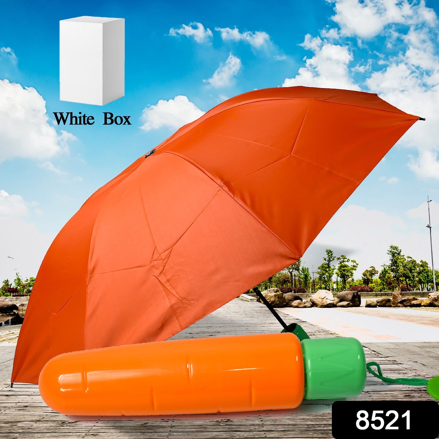 Vegetable shaped Folding Umbrella, Plastic Case Creative Fashion Folding Mini Sun Shade Rain Umbrella, Unique Umbrella, Sun & UV Protection, Cute Design (1 Pc) - Bhavnagar Deodap