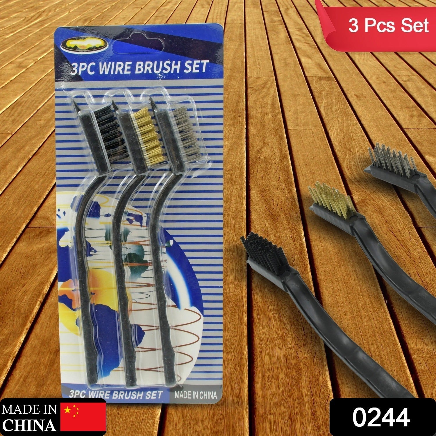 3pcs Mini Wire Brush Set (Steel / Nylon / Brass Brush) - Bhavnagar Deodap