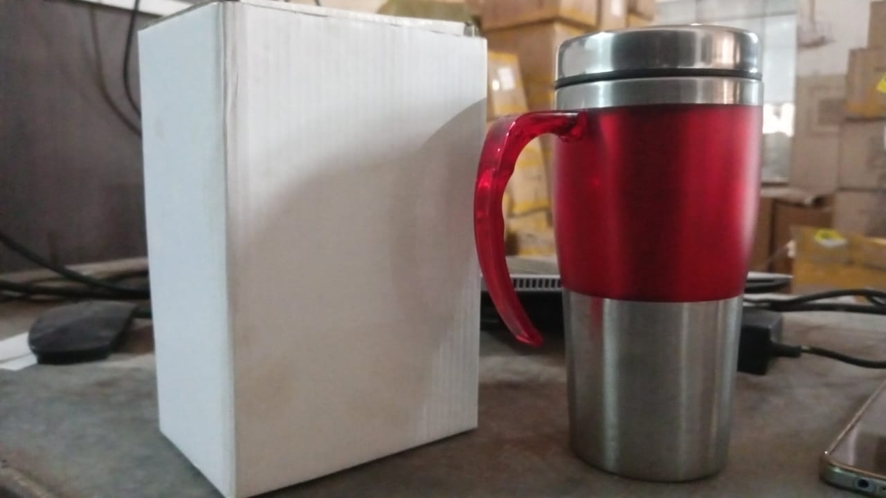 High Quality Stainless Steel Vacuum Glass Insulated Glass Coffee Cups Double Walled Travel Mug, Car Coffee Mug (With Lid & Handle / 1 Pc) - Bhavnagar Deodap