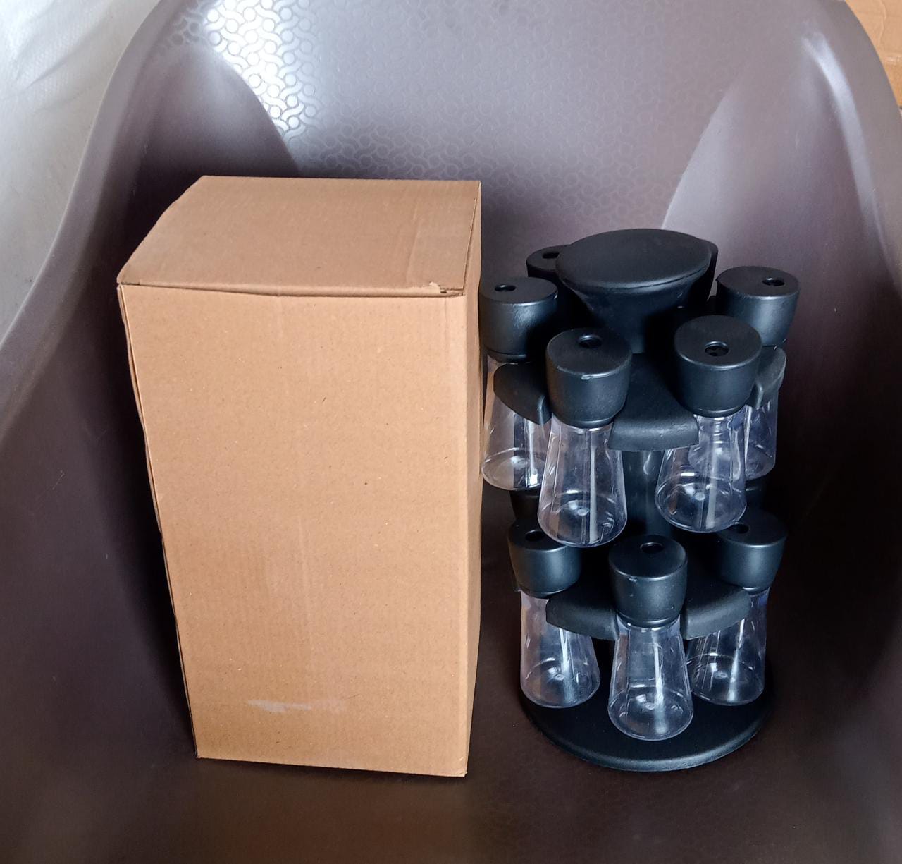 Revolving Plastic Spice Rack Masala Organiser (12 Pcs ) - Bhavnagar Deodap