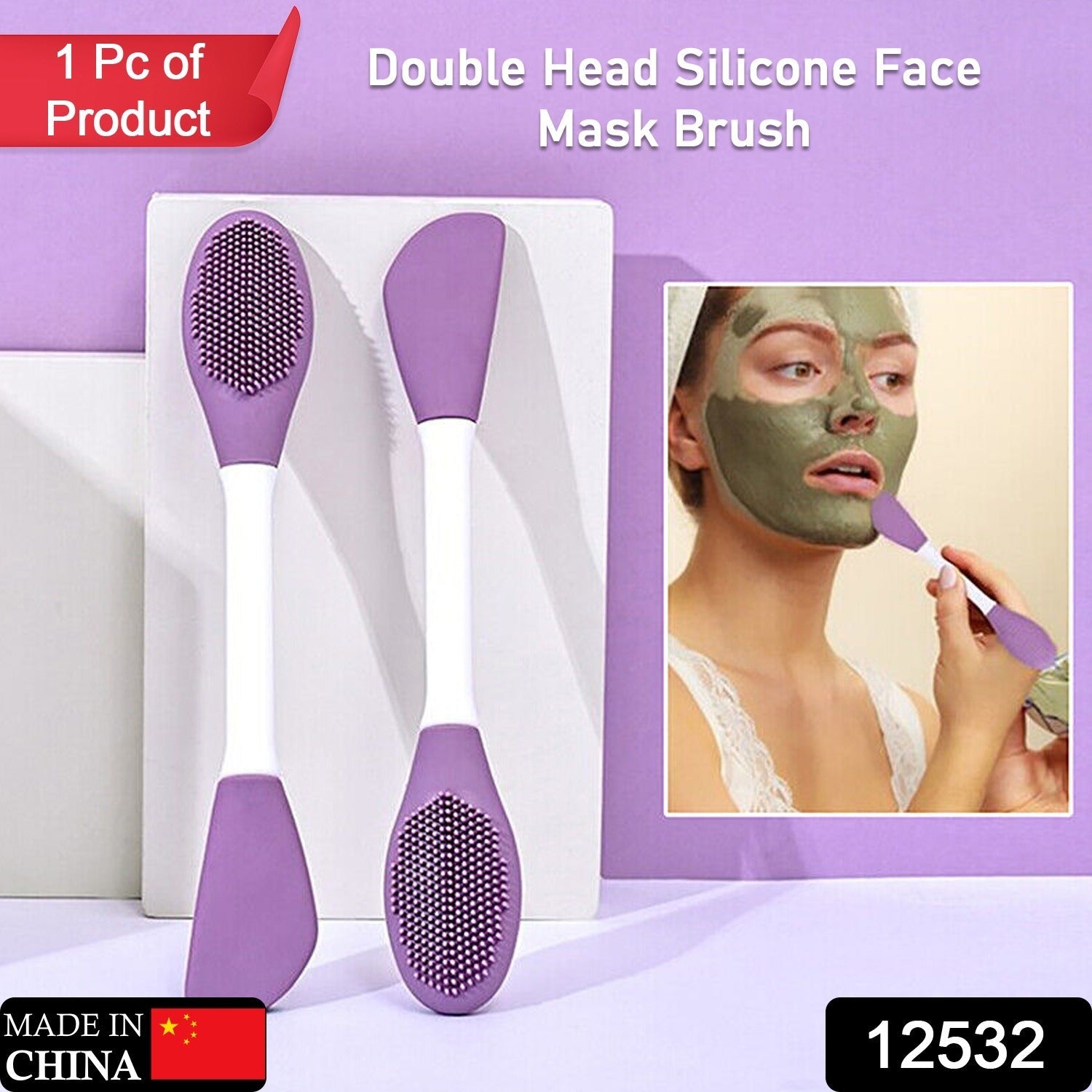 Double-headed Silicone Mask Brush Face Cleansing and Applying Mud Mask Beauty Salon Special Brush Smear Tool Facial Scrub Silicone Wash Scrubber Face Tools (1 Pc) - Bhavnagar Deodap