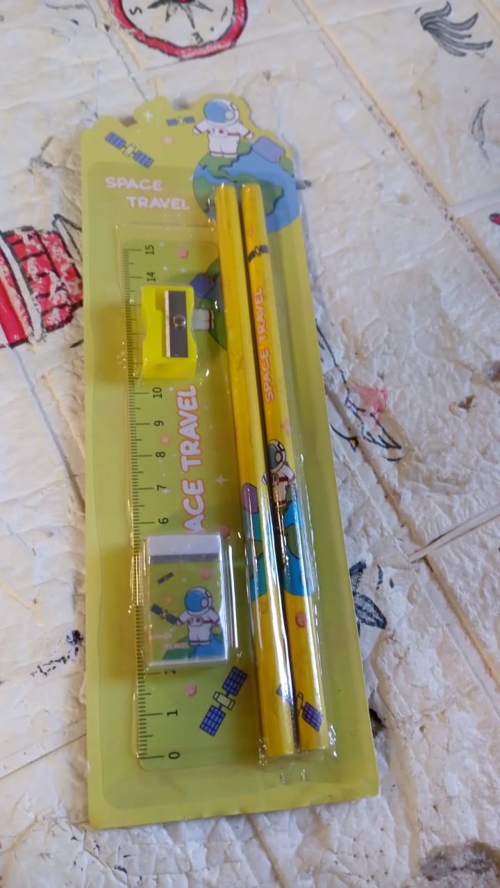 Wooden Pencil Set (5 Pc): School Supplies, Stationery Set for Kids - Bhavnagar Deodap